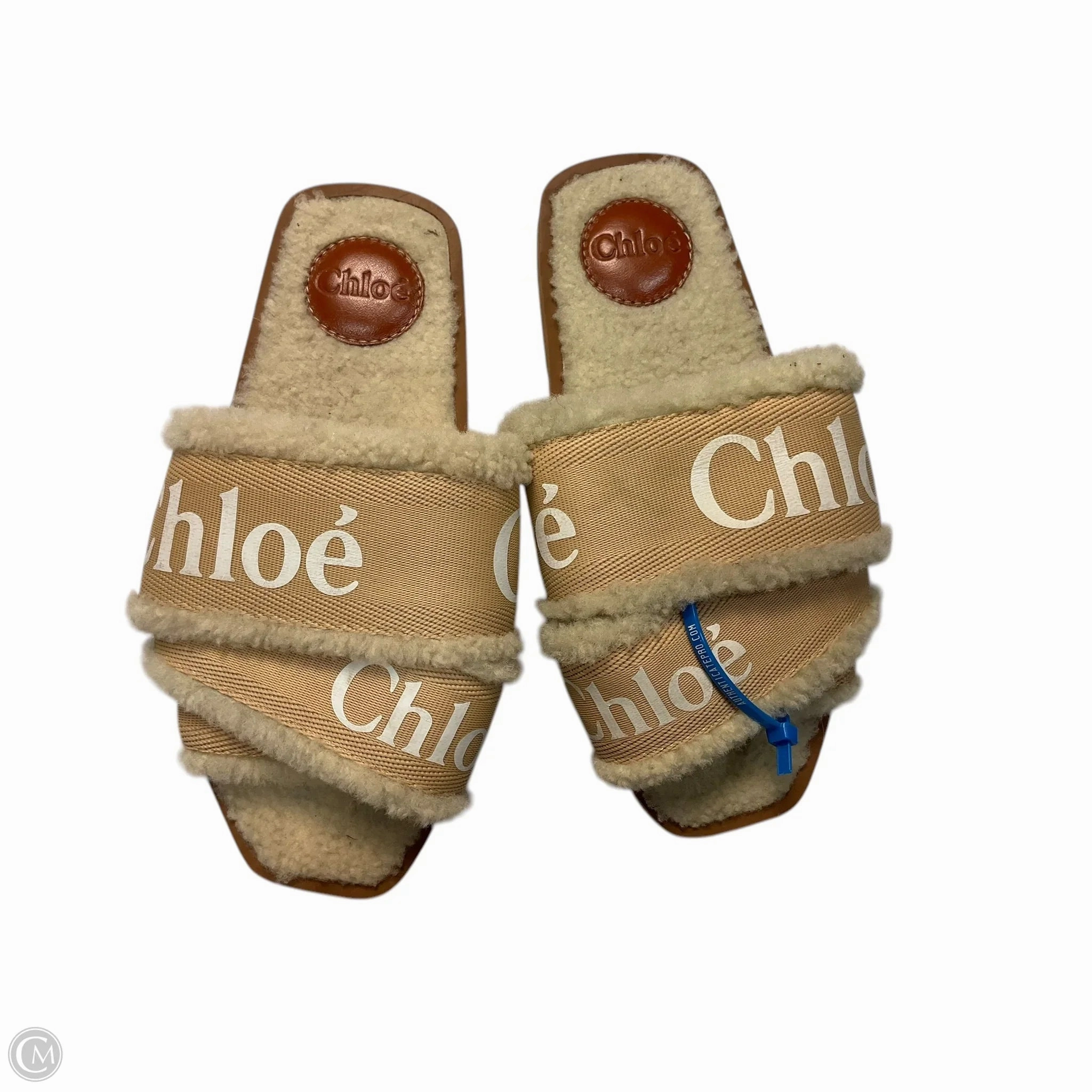 Mountain Strong Gold Tone Sandals Luxury Designer By Chloe In Tan, Size: 6.5