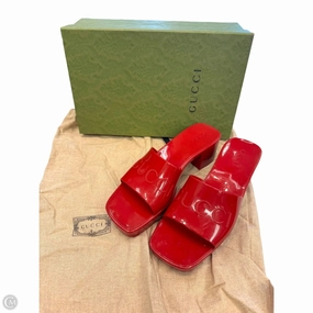 Sandals Luxury Designer By Gucci In Red, Size: 38 Pressure Dispersing Insole Date night
