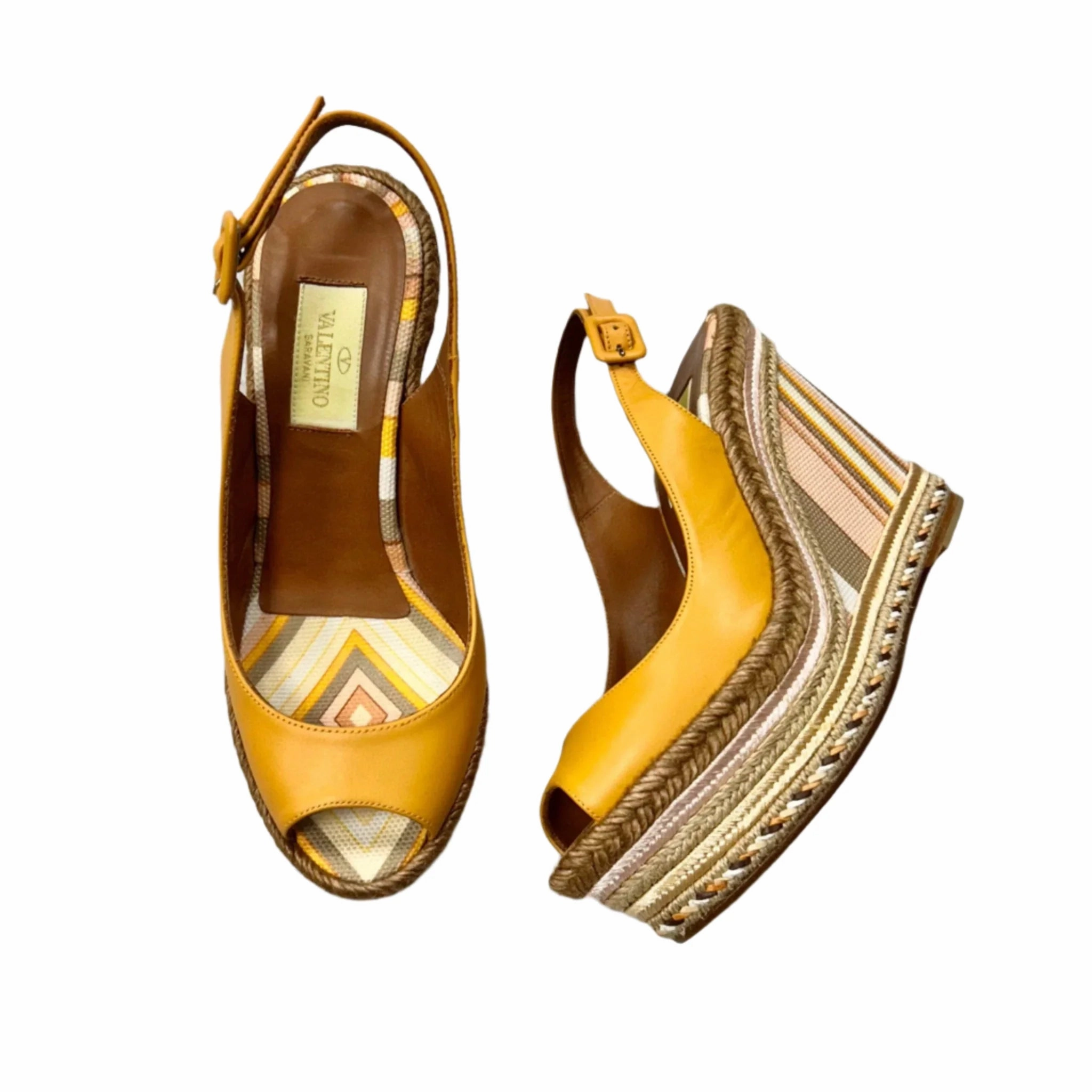 Eco Friendly Office Workers Cushioned Insole Sandals Luxury Designer By Valentino-garavani In Pink & Tan, Size: 5.5