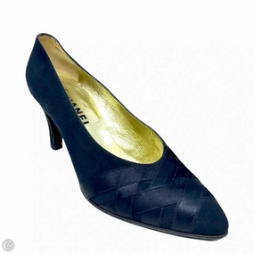 Durable Material Satin Woven Pumps Luxury Designer By Chanel In Black, Size: US 8/ FR 39