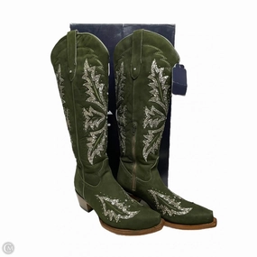 Slip Resistant All Day Wear Boots Western By ROCK??EM In Green & Silver, Size: 10