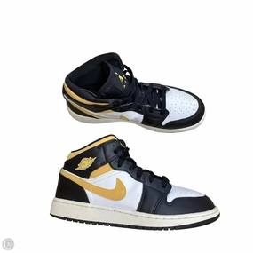 Shoes Luxury Designer By Jordan In Black & Yellow, Size: 8 Breathable Airflow Channels Retro Core