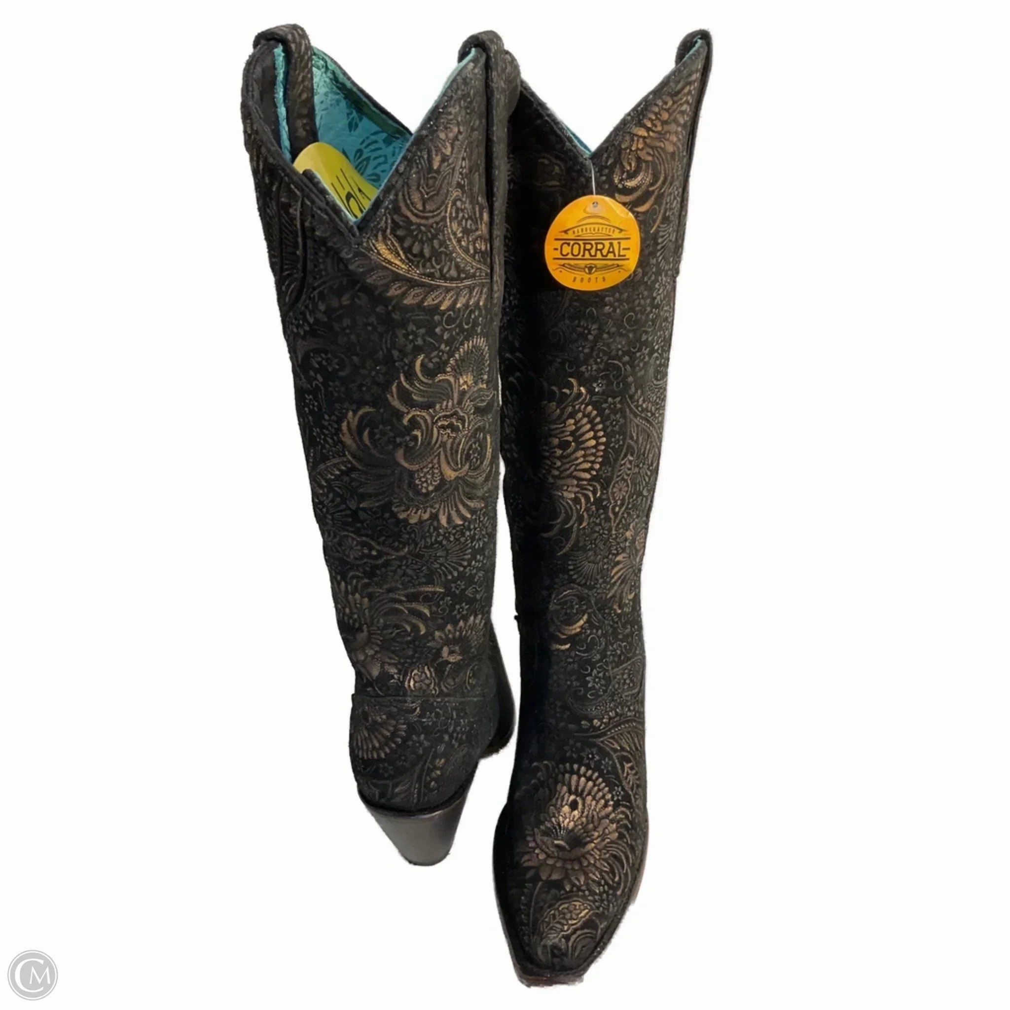 Boots Western By Corral In Black & Gold, Size: 6.5 Warm Interior