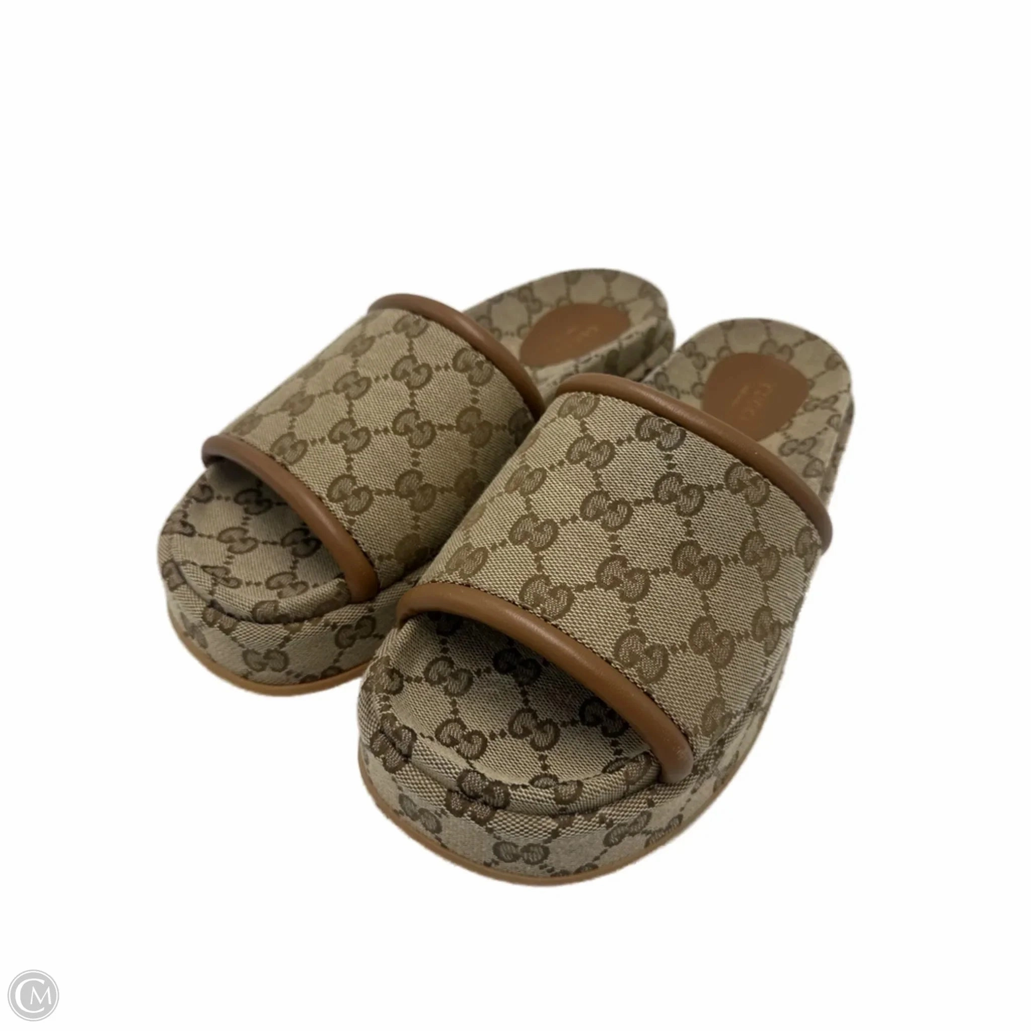 Gucci Clarice GG Luxury Designer Platform Sandals, Size: 8 (39) Dynamic Arch Cushion Moist Guard