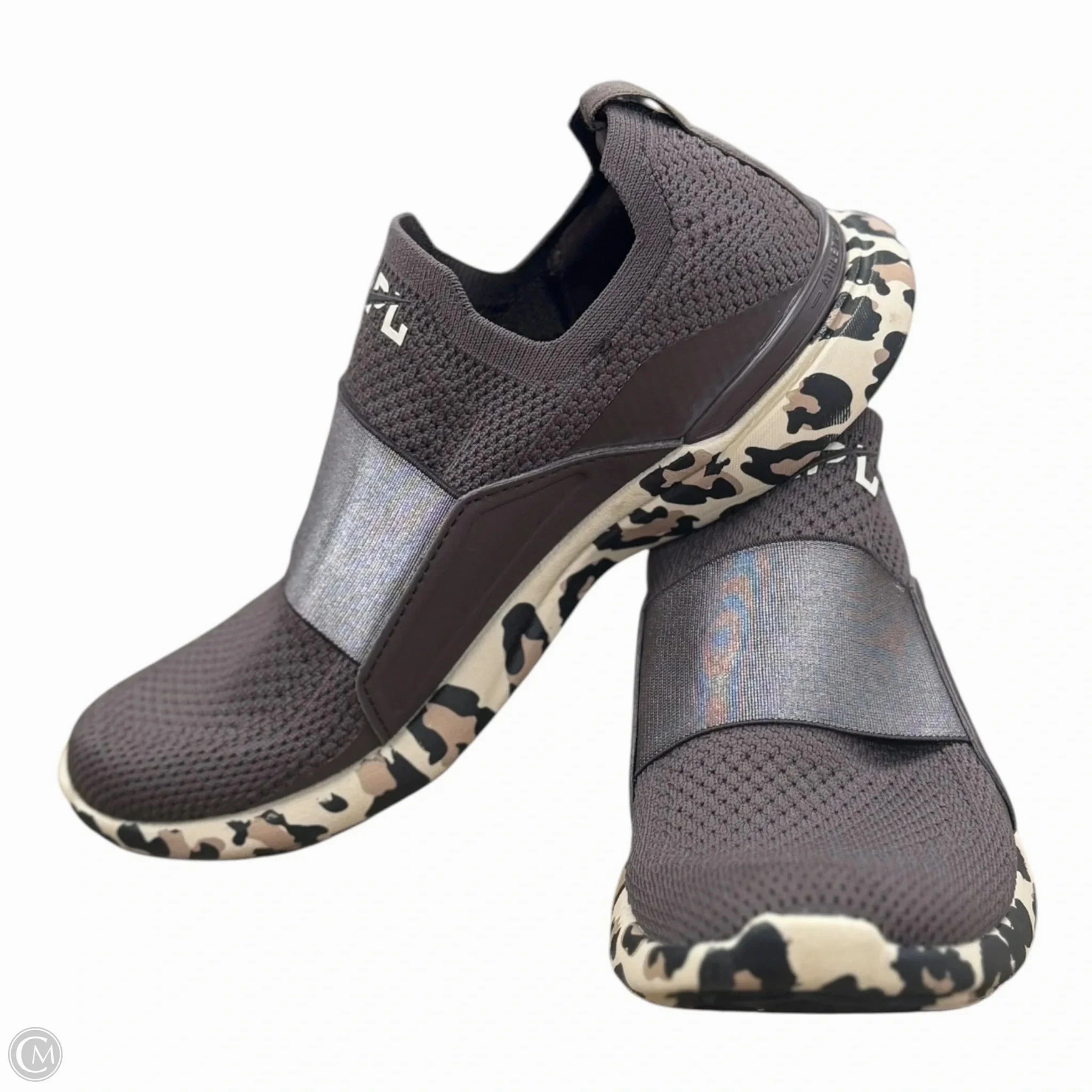Gloss Finish Future Walk Shoes Designer By Apl In Animal Print, Size: 6.5