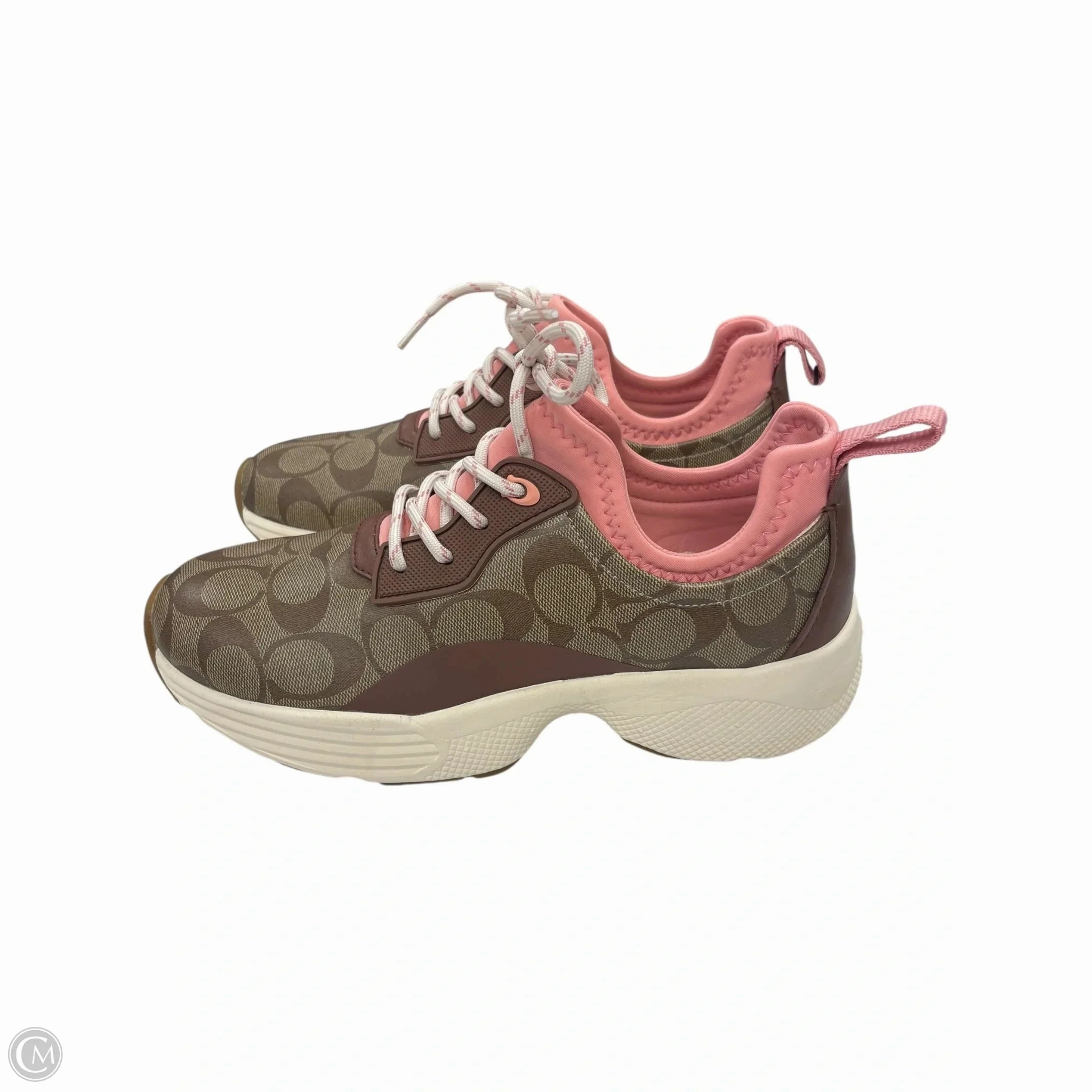 Shoes Designer By Coach In Brown & Pink, Size: 9 Height Plus Pastel tone