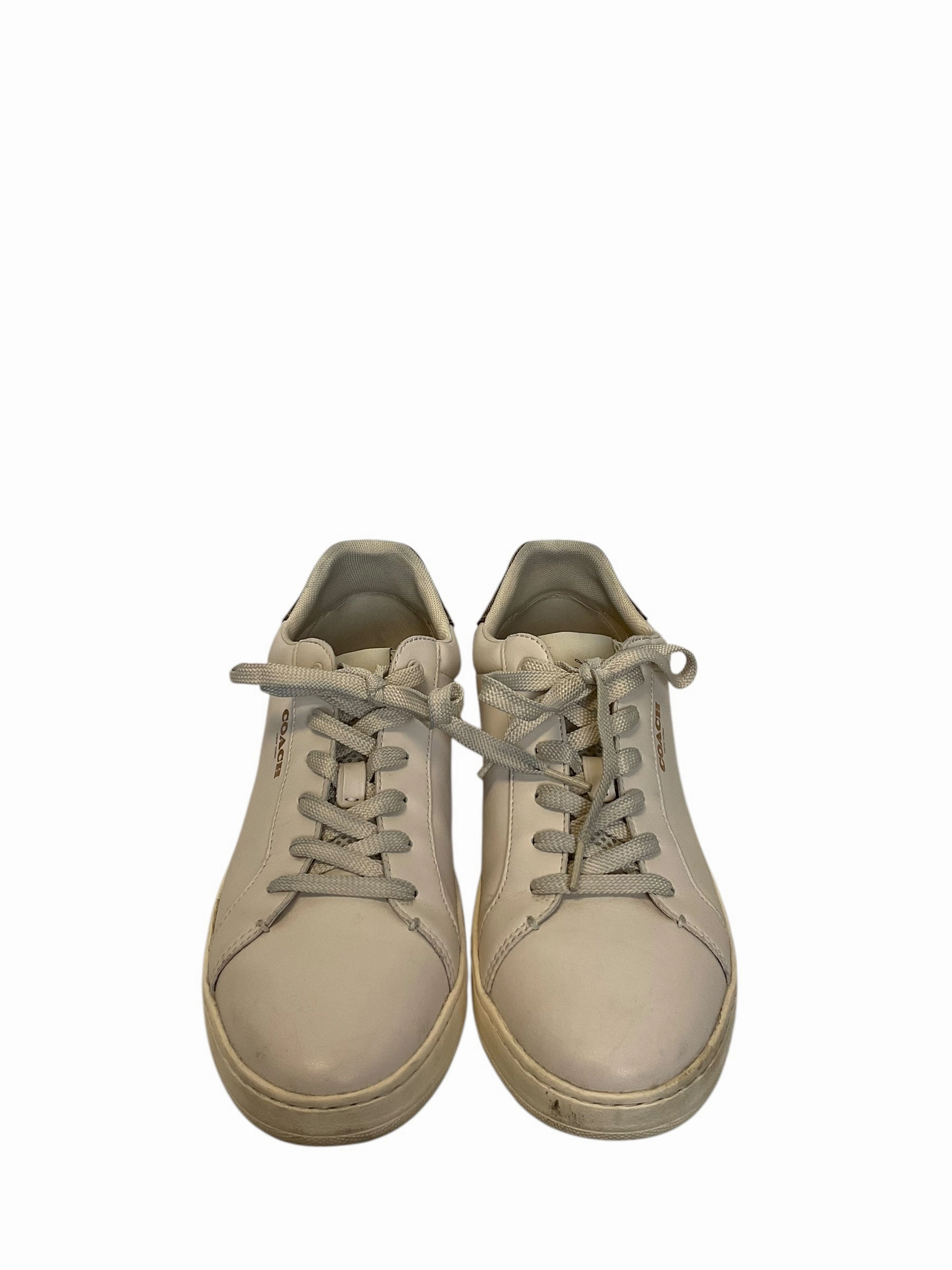 Skin Soft Lace Up Shoes Designer By Coach In Cream, Size: 11