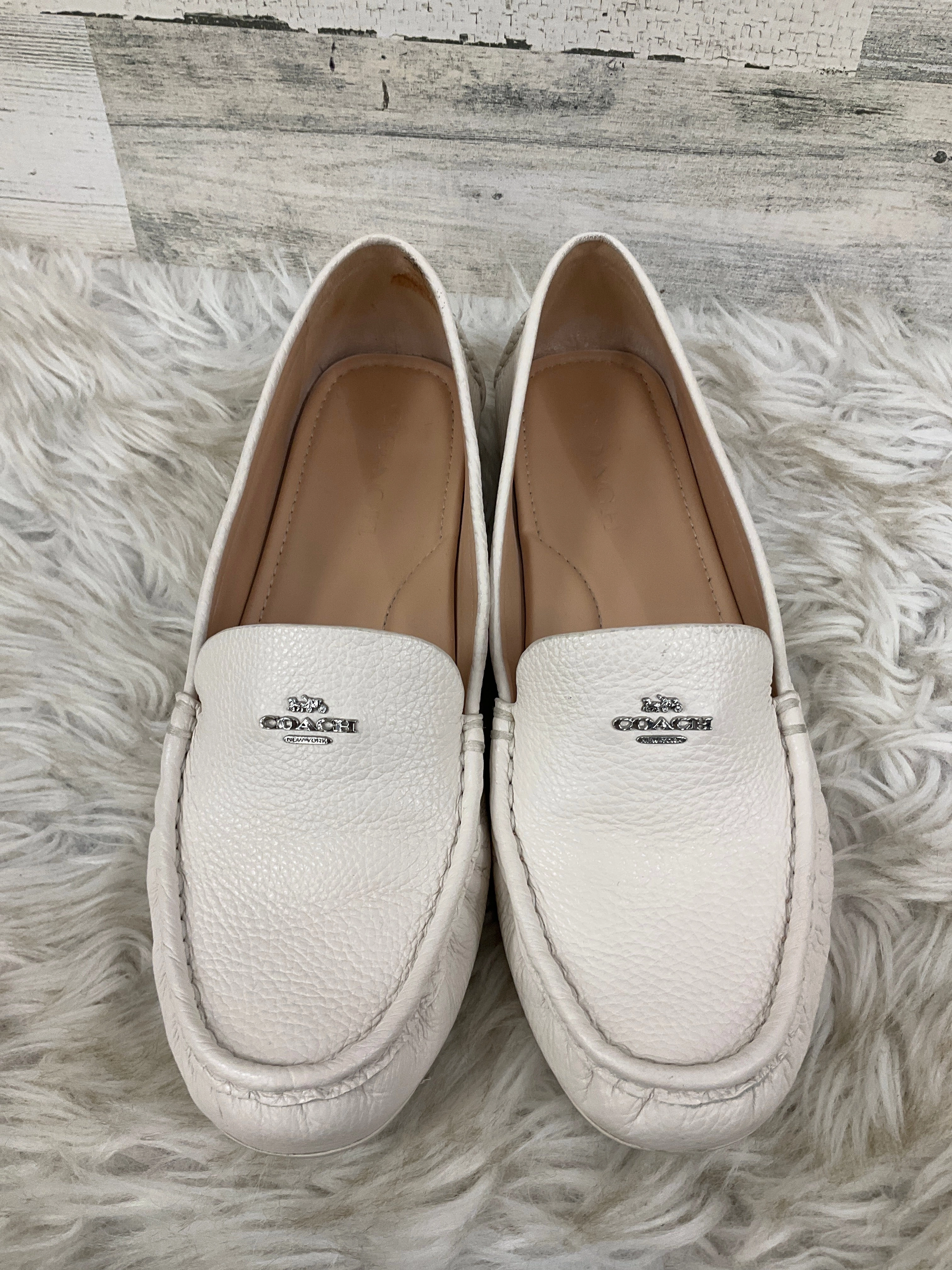 Wear Resistant Outsole Street Cool Shoes Designer By Coach In Cream, Size: 9.5