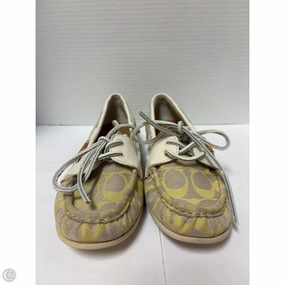 Breathable mesh upper Shoes Designer By Coach In Yellow, Size: 9