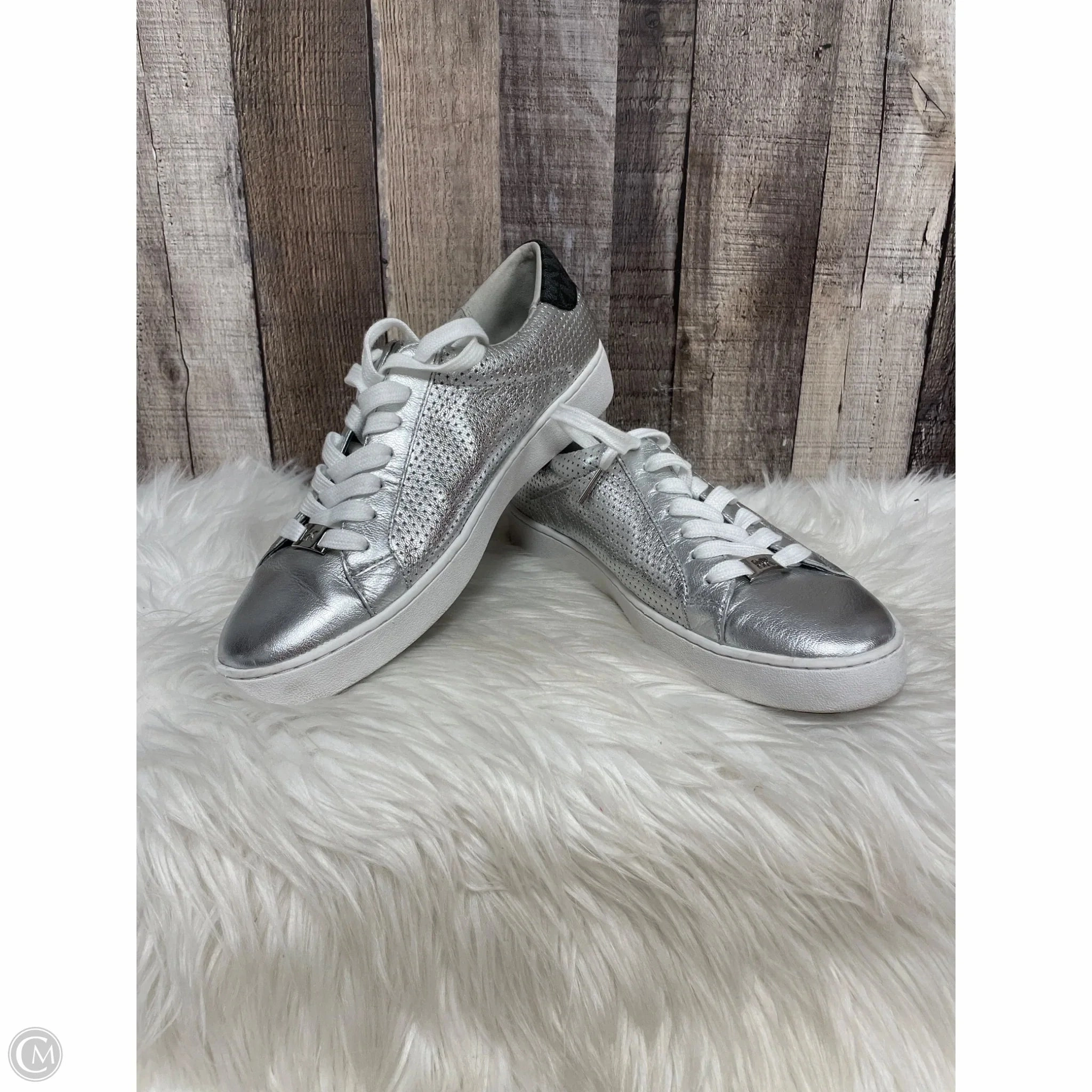Park Day Shoes Designer By Michael Kors In Silver, Size: 9.5
