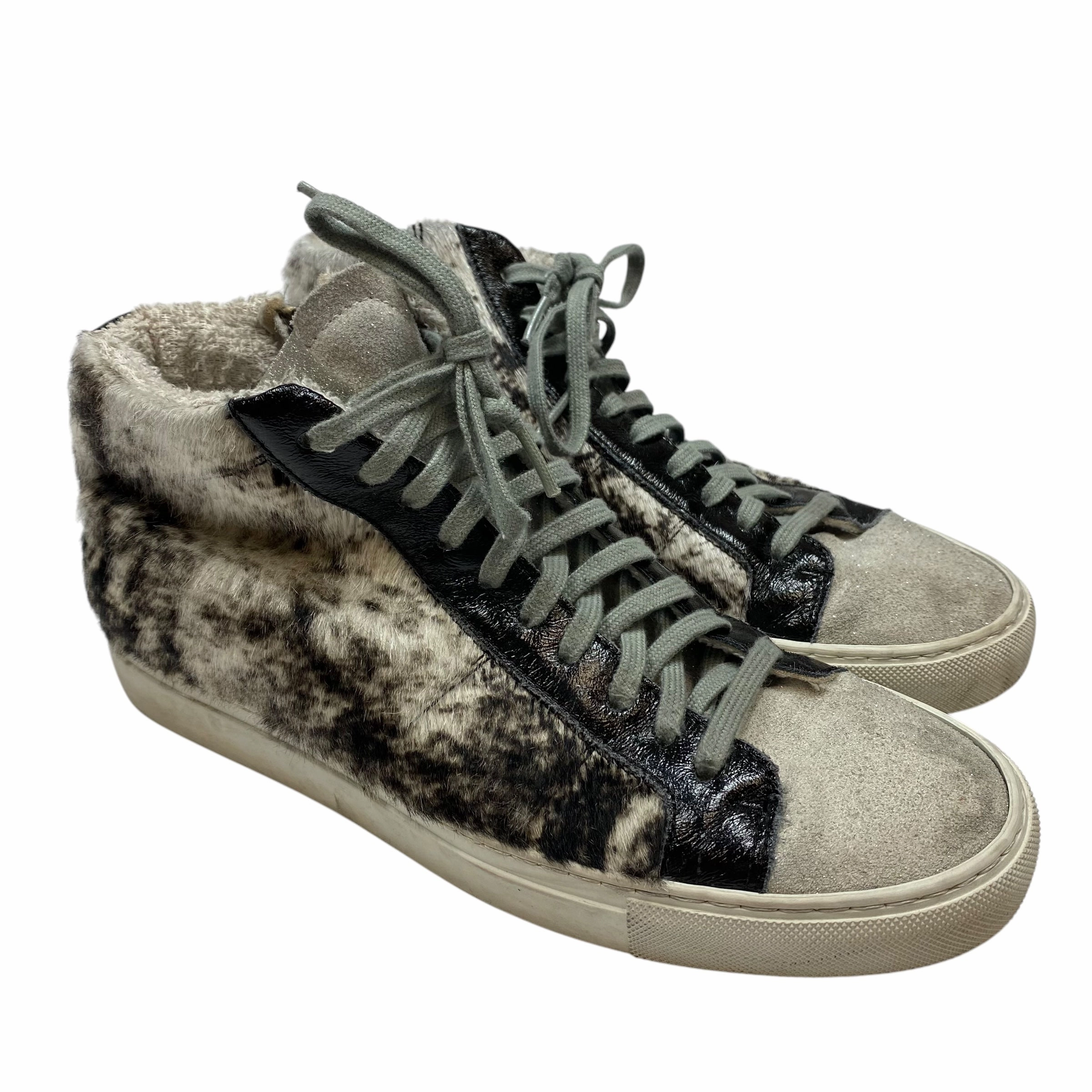 Lace Up Shoes Designer By P448 In Black & Grey, Size: 8.5