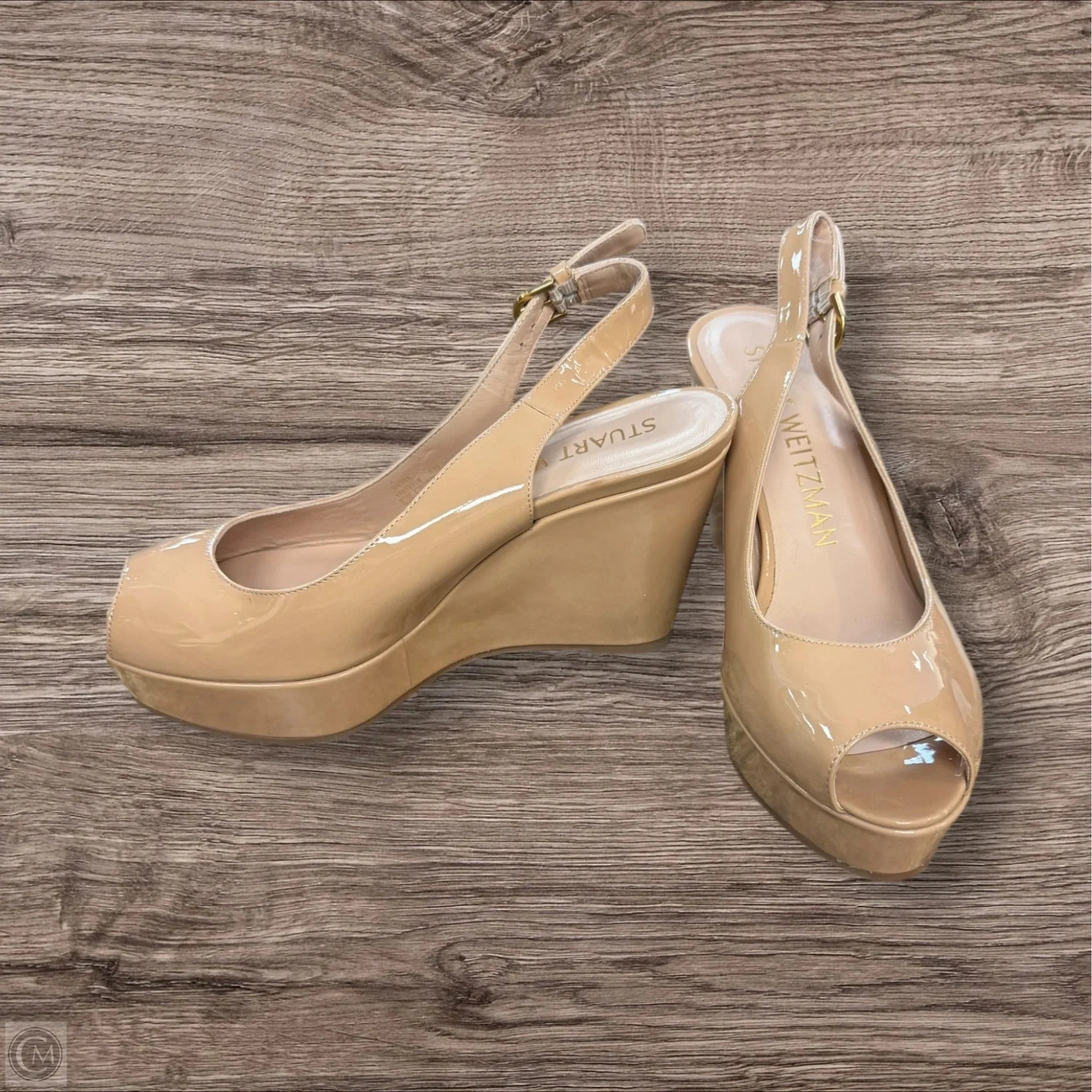 Canvas Cool Elastic Sling Shoes Designer By Stuart Weitzman In Beige, Size: 7.5