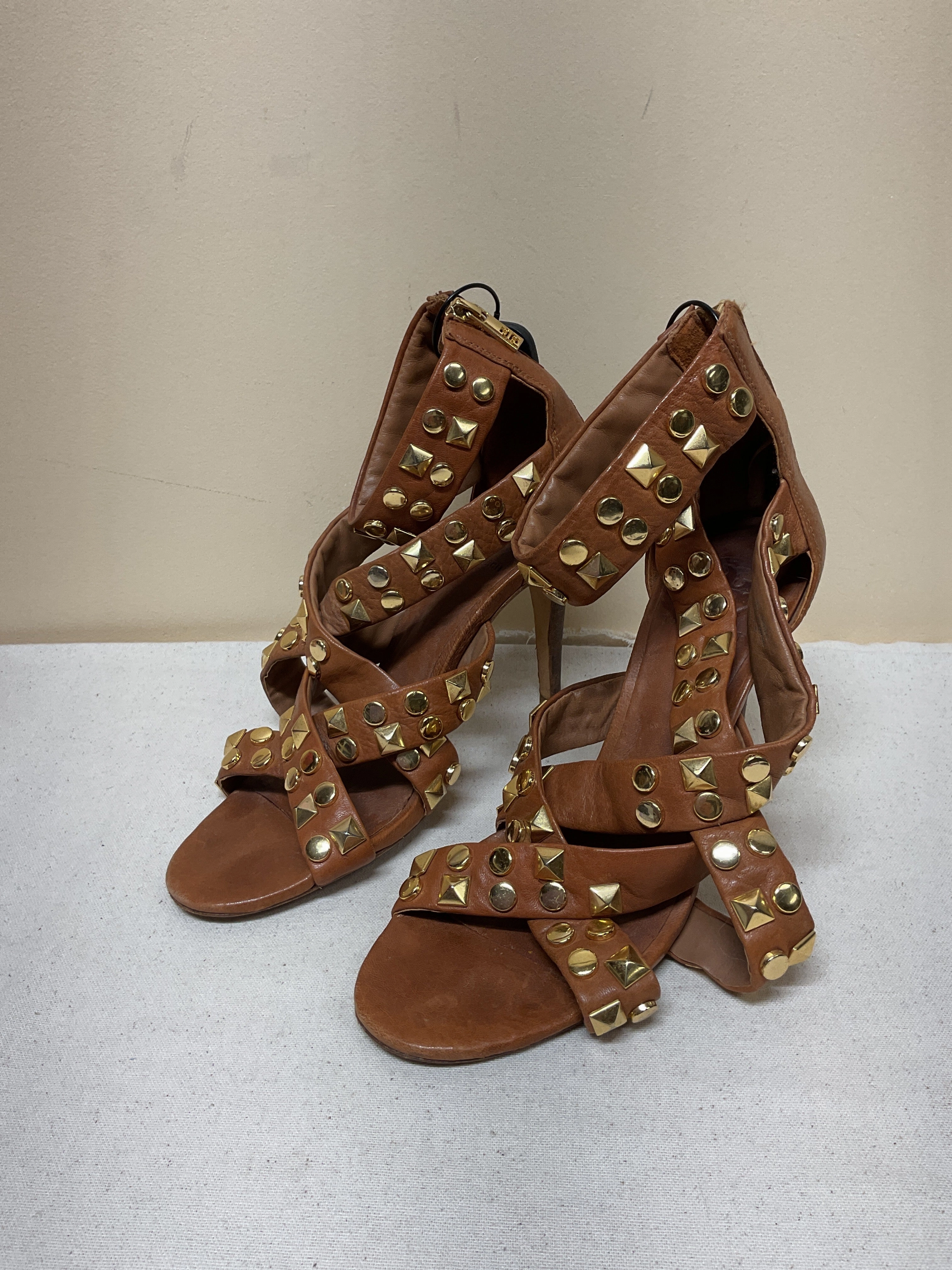 Shoes Designer By Tory Burch In Brown & Gold, Size:9 Firm Lock