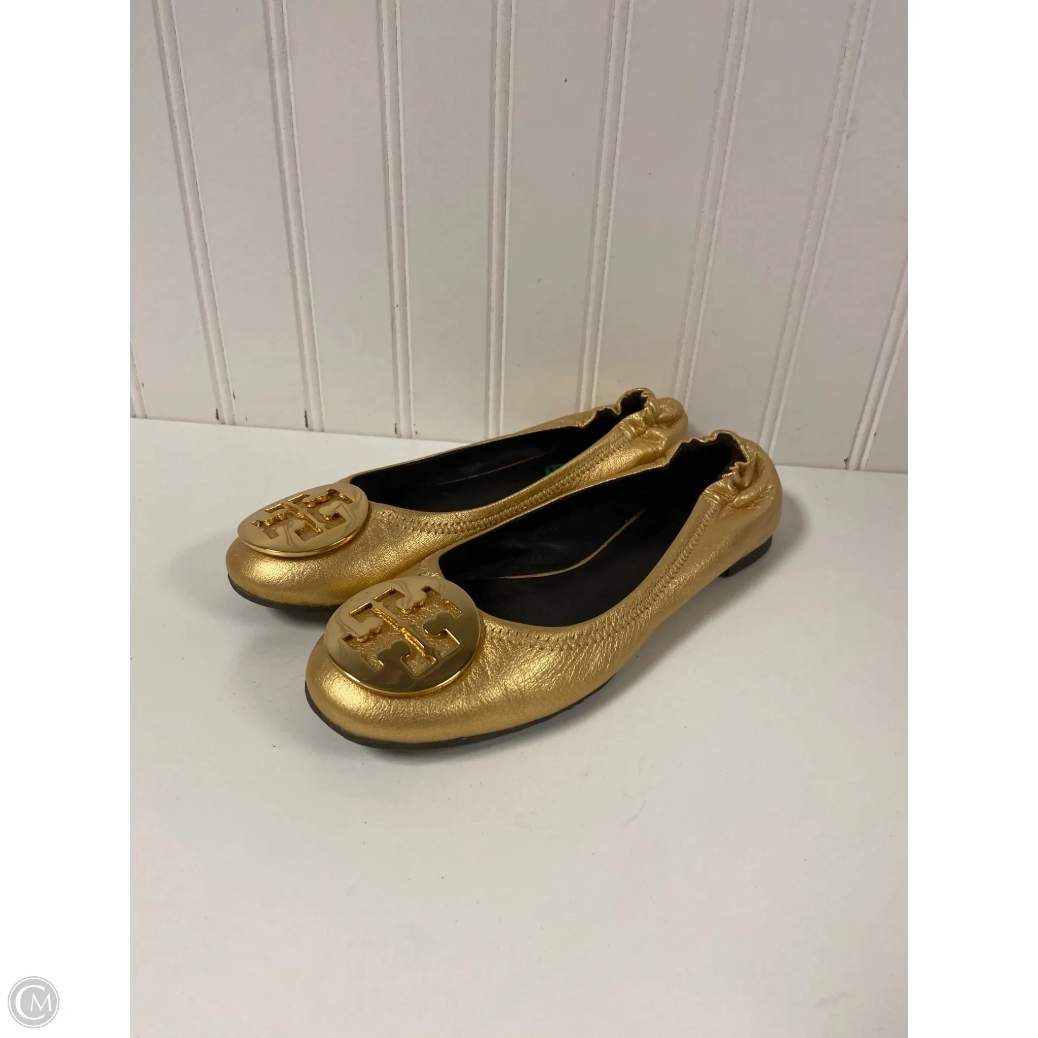 Italian Glam Shoes Designer By Tory Burch In Gold, Size: 5.5