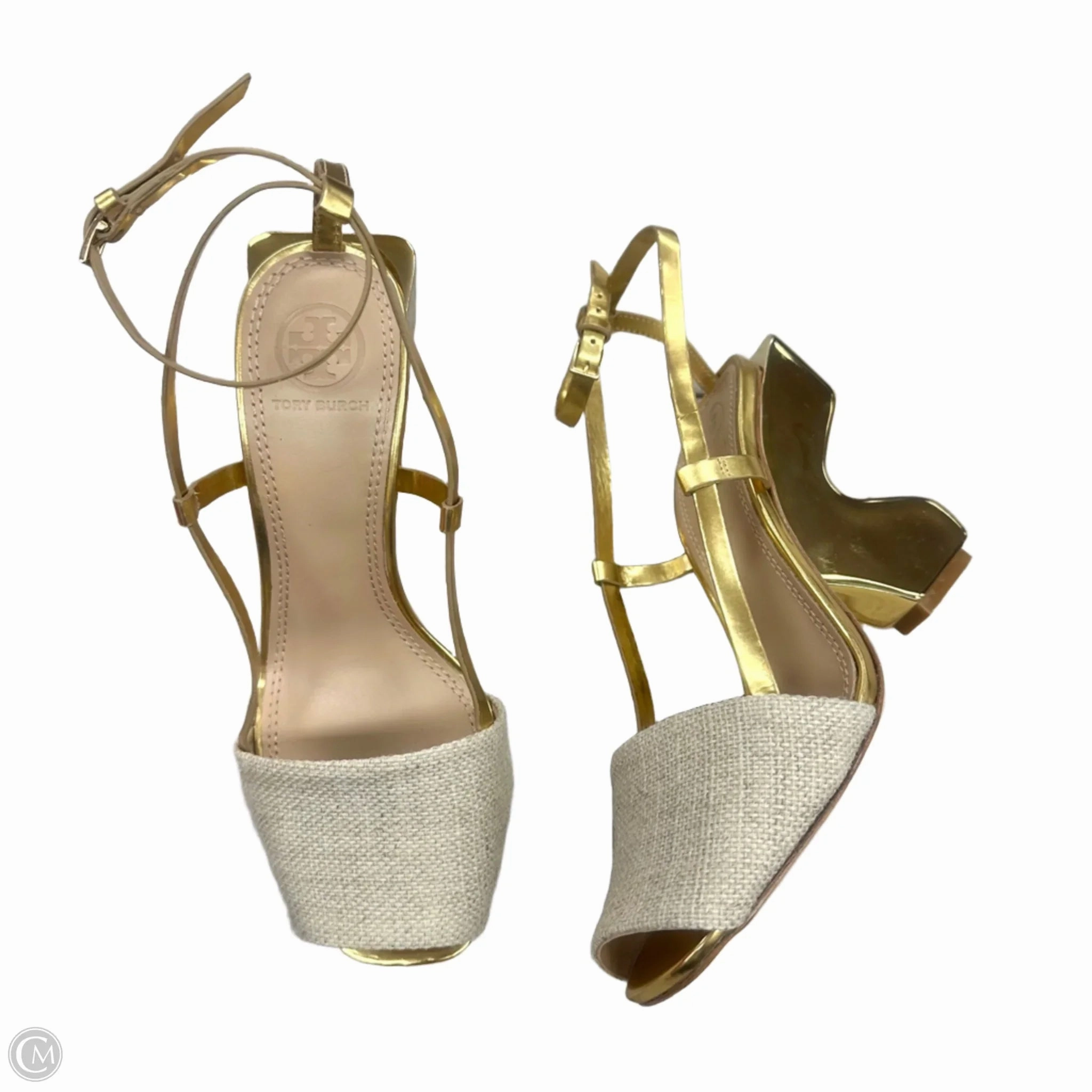 Wind Block Shoes Designer By Tory Burch In Gold, Size: 6