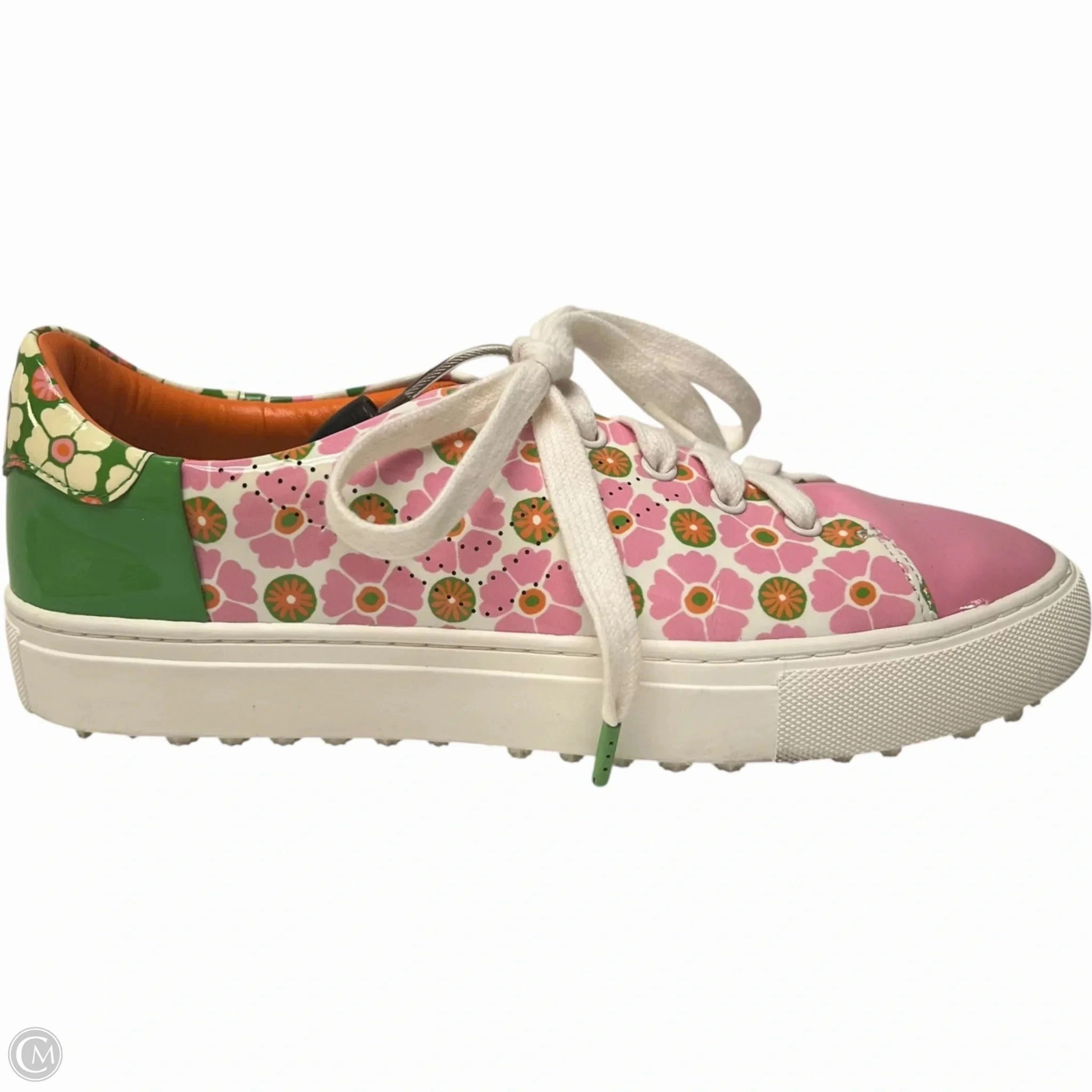 Shoes Designer By Tory Burch In Green & Pink, Size: 7 Cotton Base