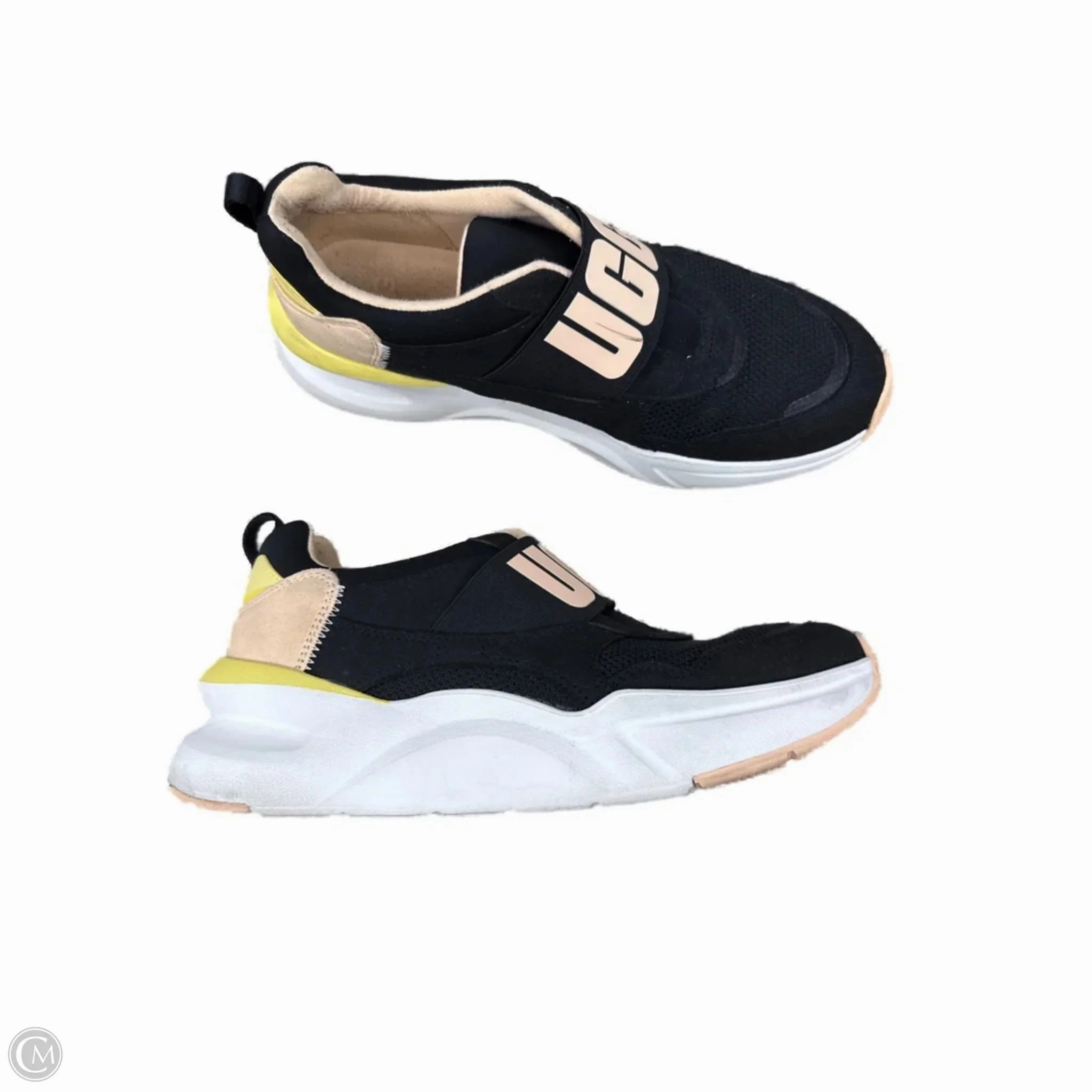 Cushioned Insole Technology Shoes Designer By Ugg In Black & Pink, Size: 8