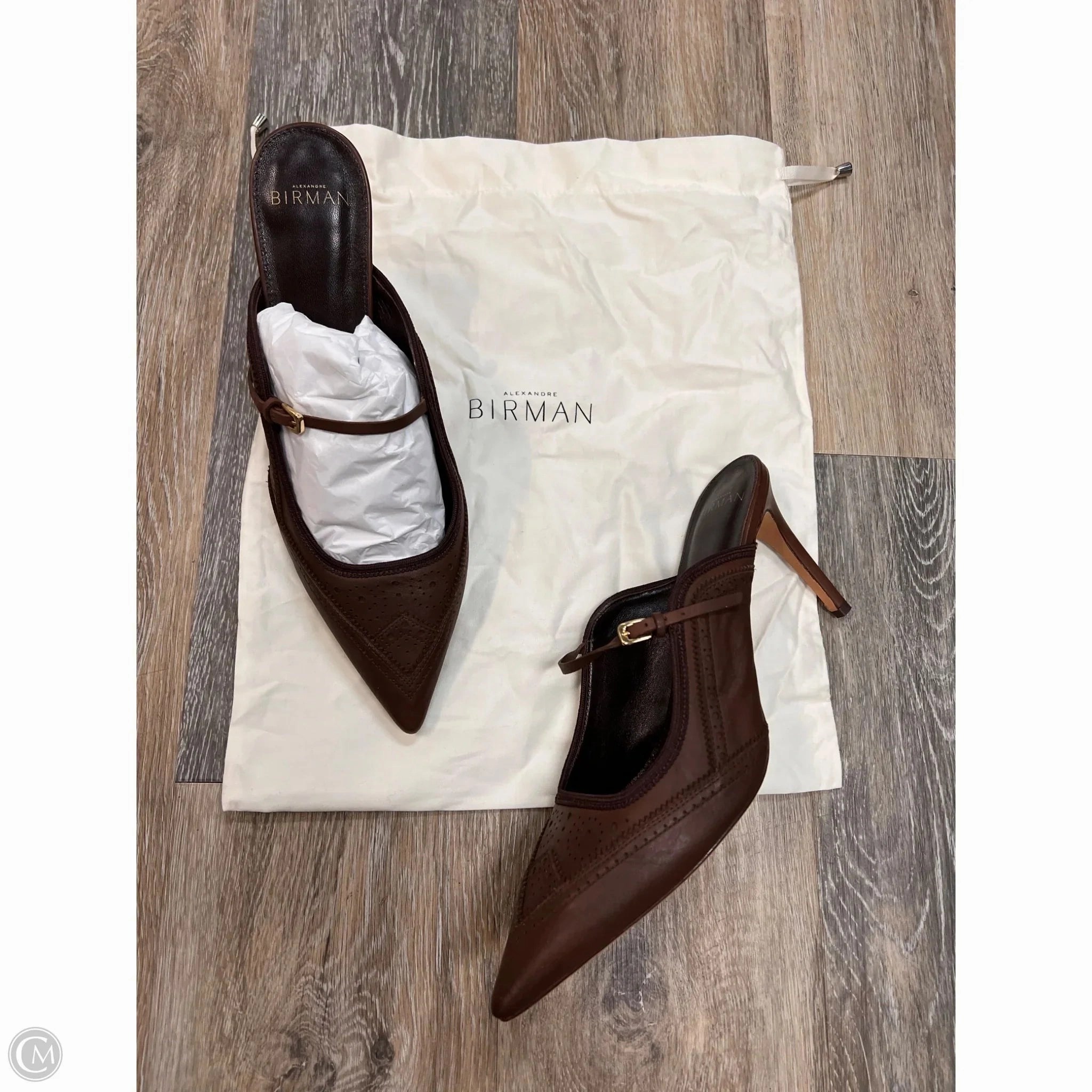 Dual Tone Shoes Designer Heels Stiletto By Alexandre Birman In Brown, Size: 9