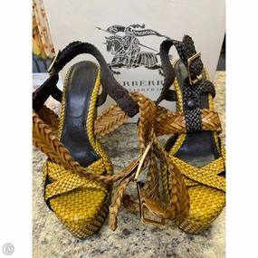 Shoes Luxury Designer By Burberry In Brown & Yellow, Size: 11 Easy Wear Work Ready