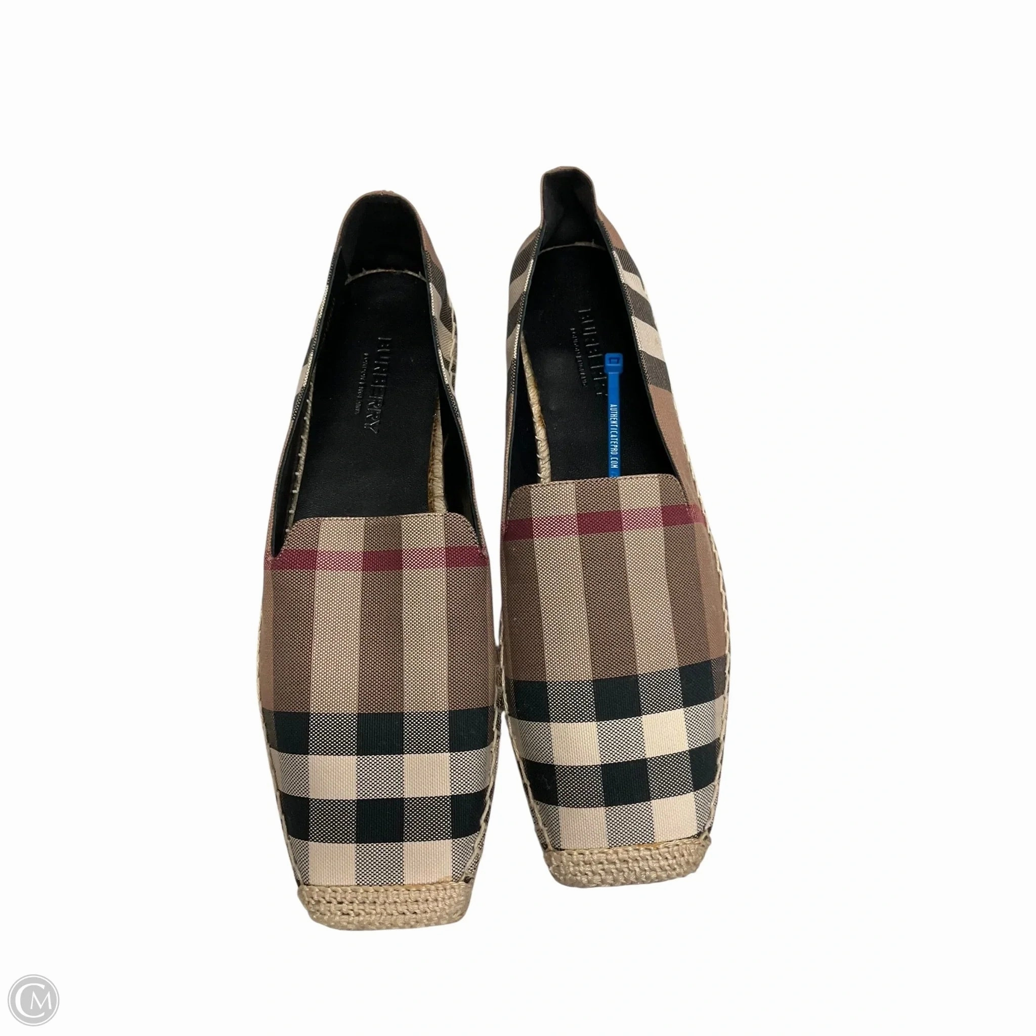 Synthetic Shoes Luxury Designer By Burberry In Brown, Size: 9.5