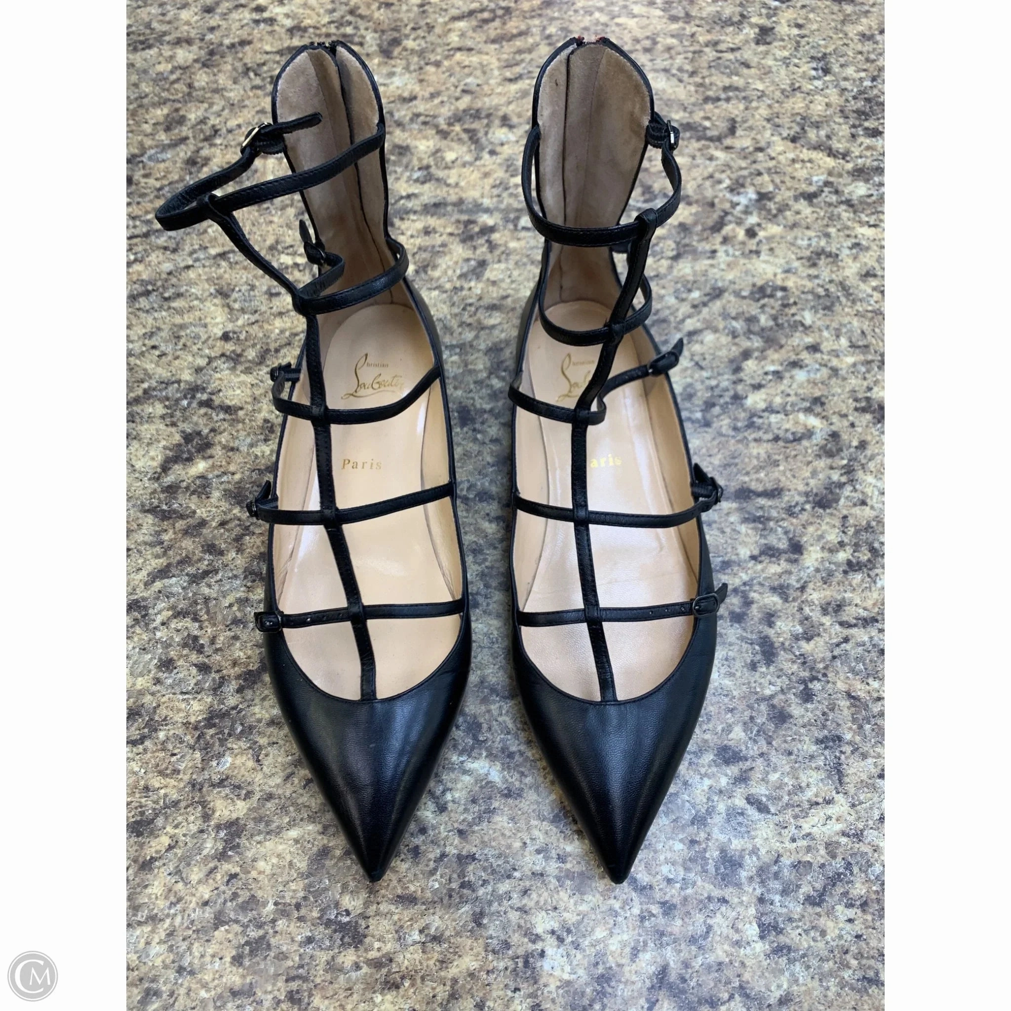 Shoes Luxury Designer By Christian Louboutin In Black, Size: 10 Low Profile