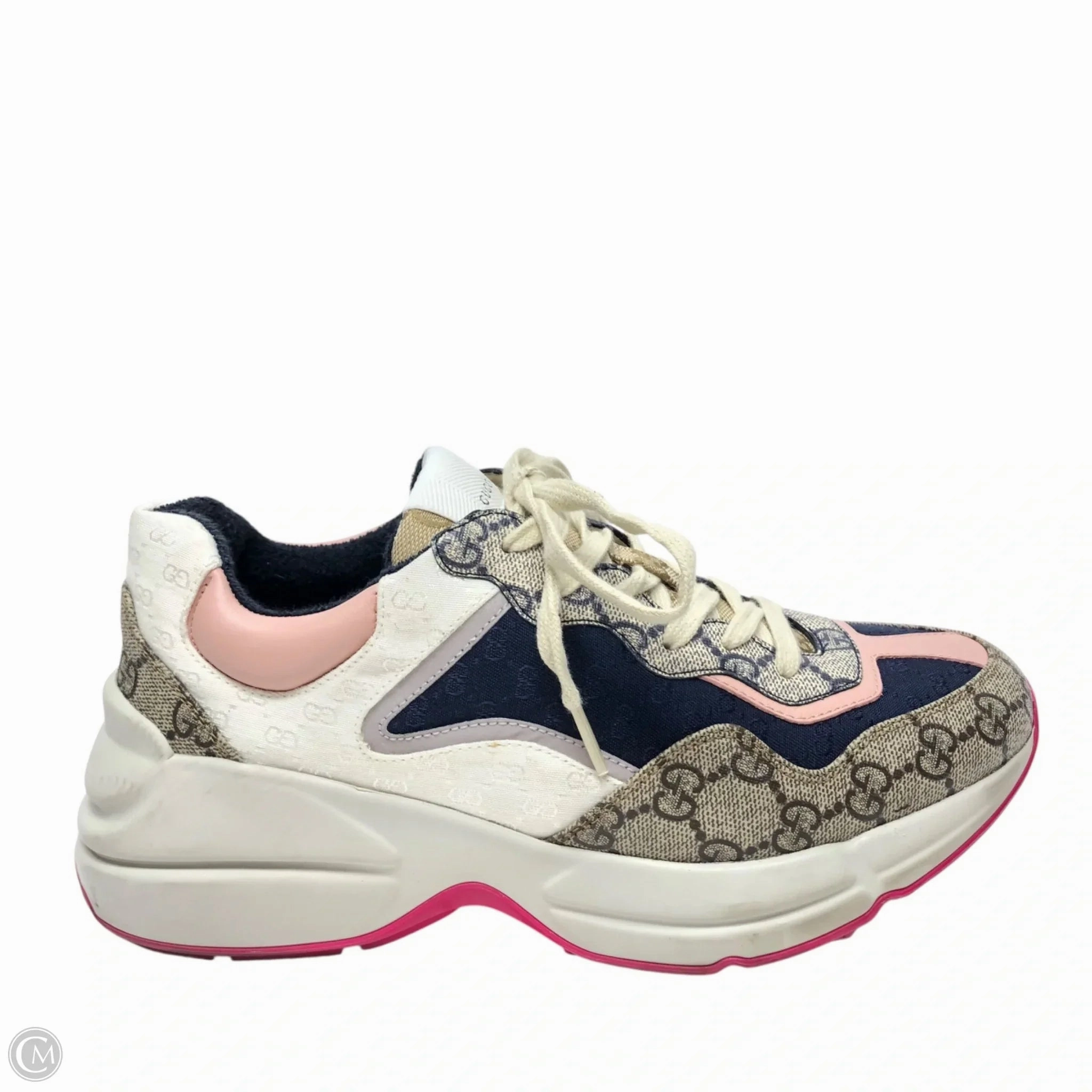 Team Match Ultra Light Cushioning Shoes Luxury Designer By Gucci In Blue & Tan, Size: 8.5