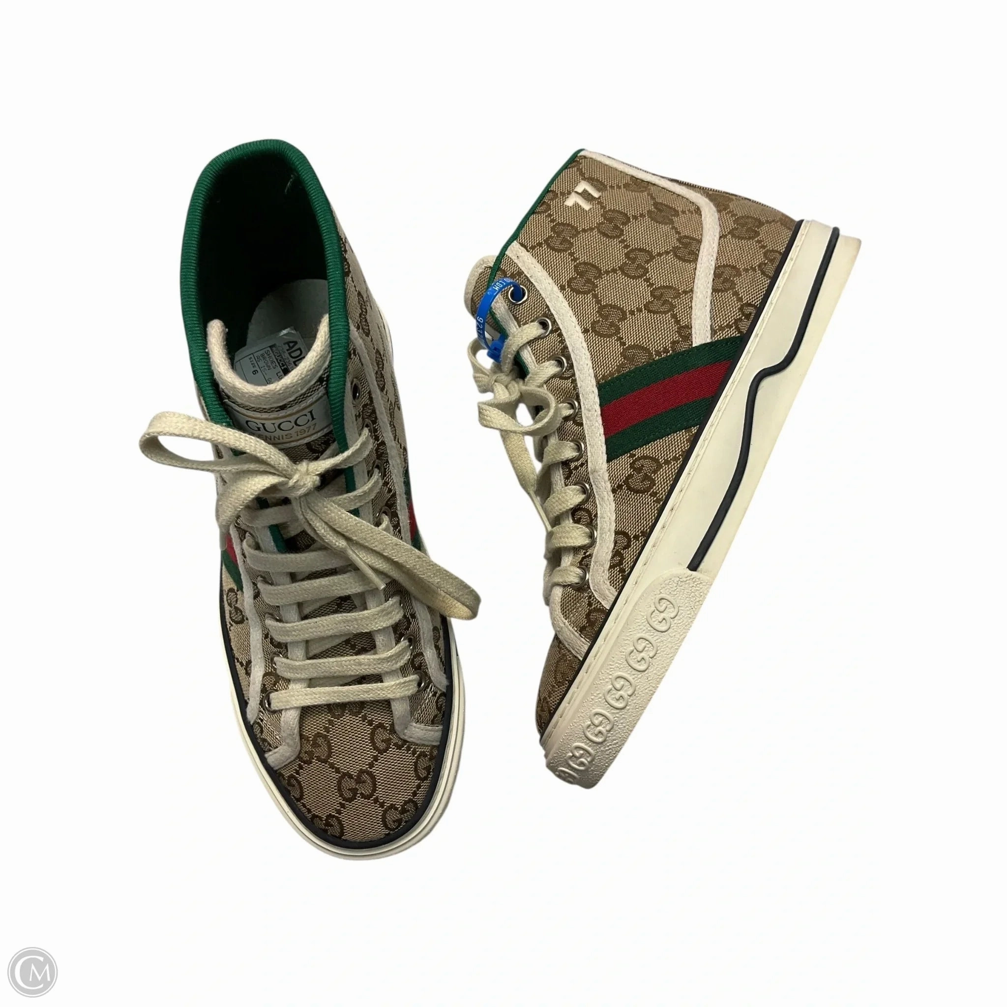 Weatherproof Protective Coating Durable Build Airport Travel Shoes Luxury Designer By Gucci In Brown, Size: 6