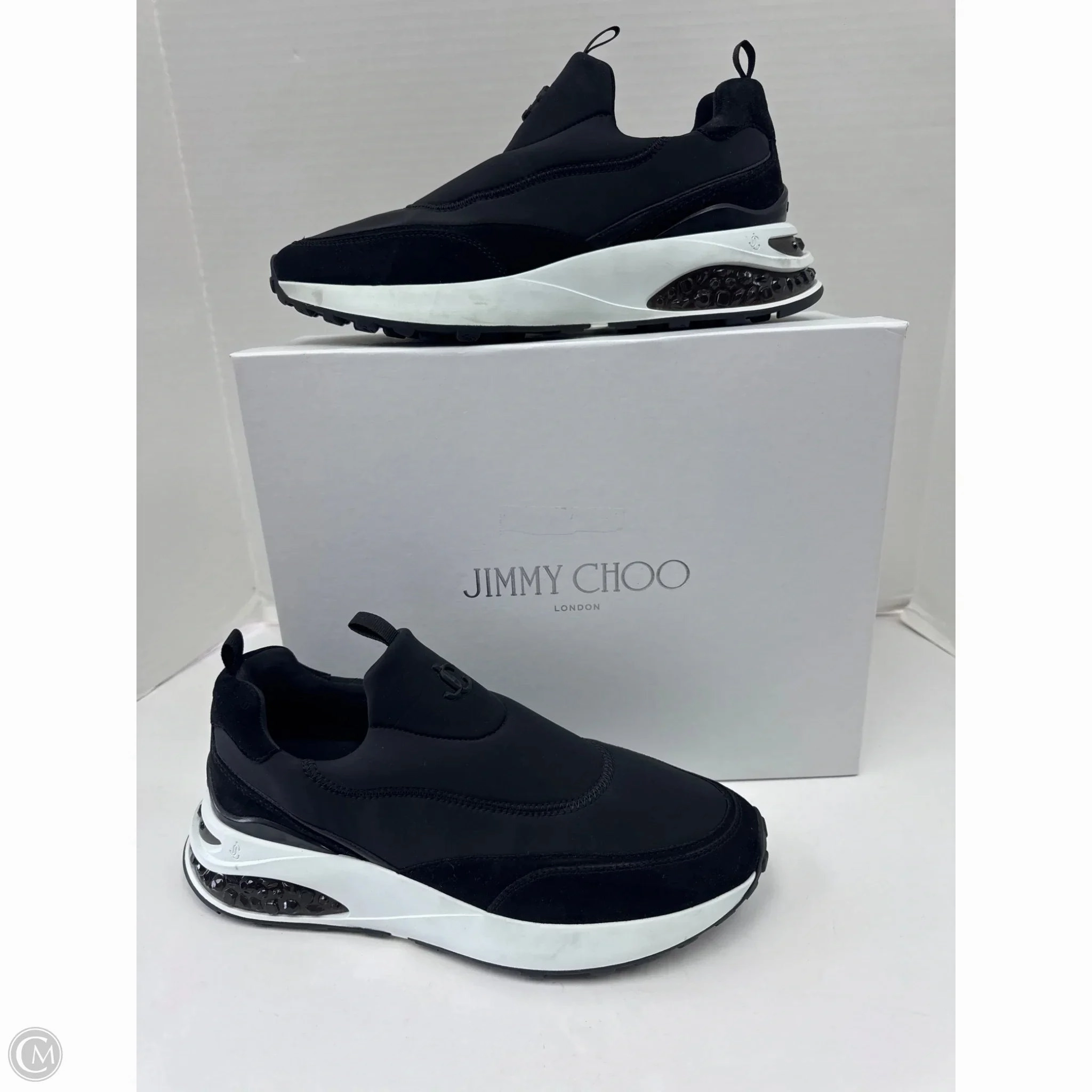Shoes Luxury Designer By Jimmy Choo In Black White, Size: 41/ 10.5 Safe Land