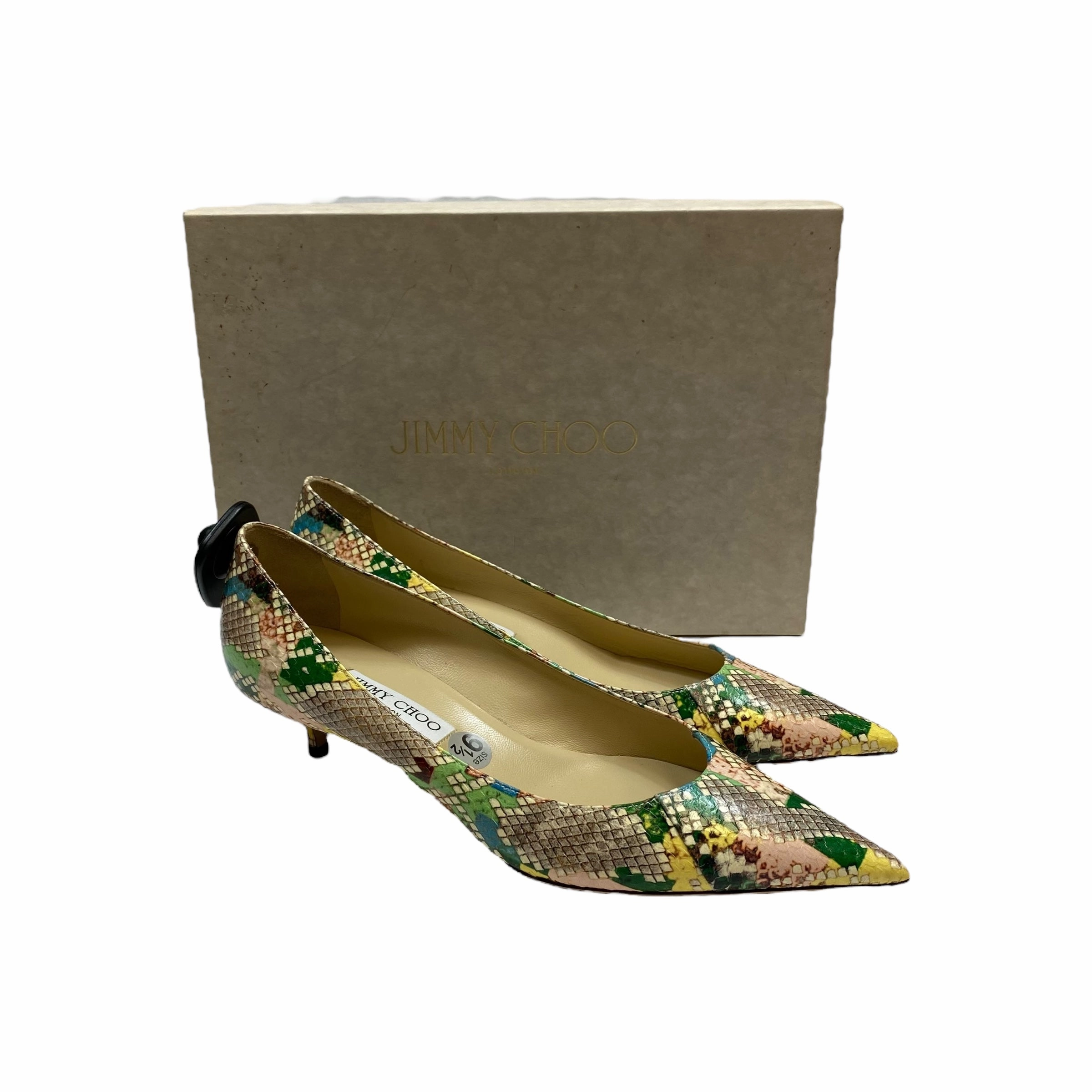 Daily Walk Neutral Glow Shoes Luxury Designer By Jimmy Choo In Snakeskin Print, Size:9.5