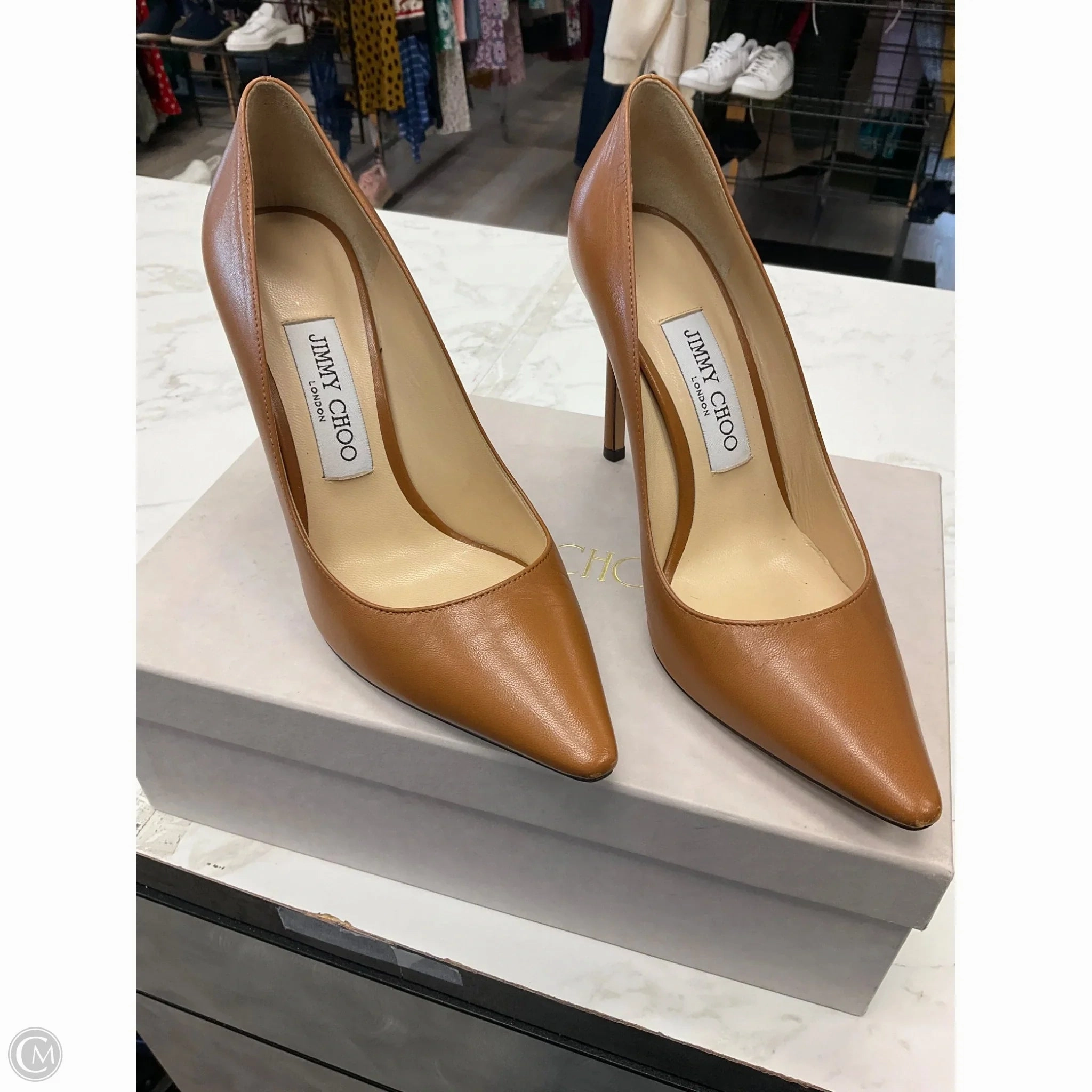 Shoes Luxury Designer By Jimmy Choo In Tan, Size: 6.5 Bright Neon