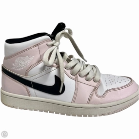 Cushioned Shoes Luxury Designer By Jordan In Pink & White, Size: 8
