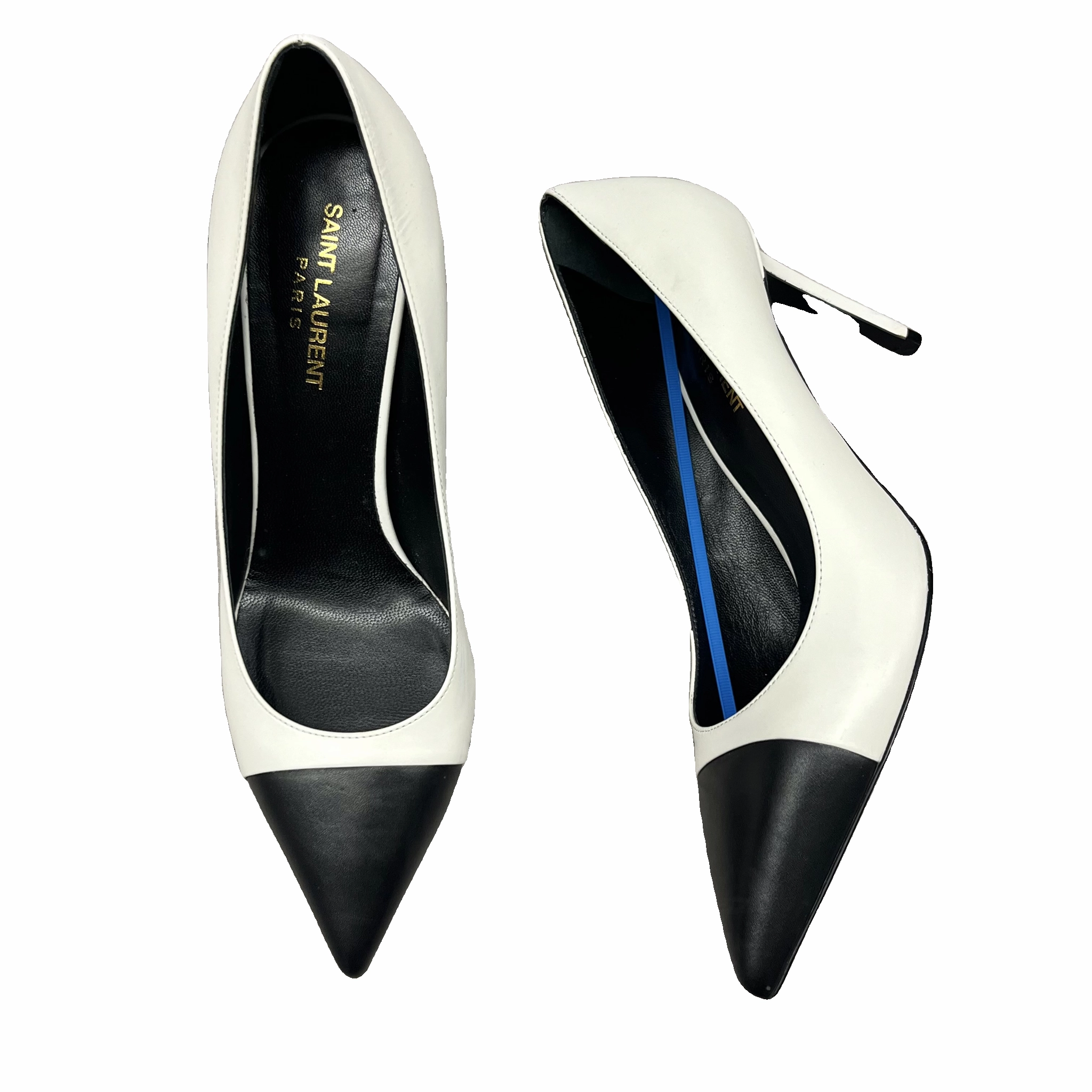 Quick Flow Lift Up Shoes Luxury Designer By Yves Saint Laurent In Black & White, Size: 8.5