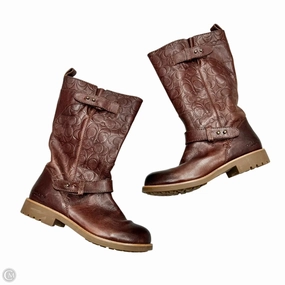 Supportive structure Water Resistant Construction Boots Designer By Coach In Brown, Size: 7.5