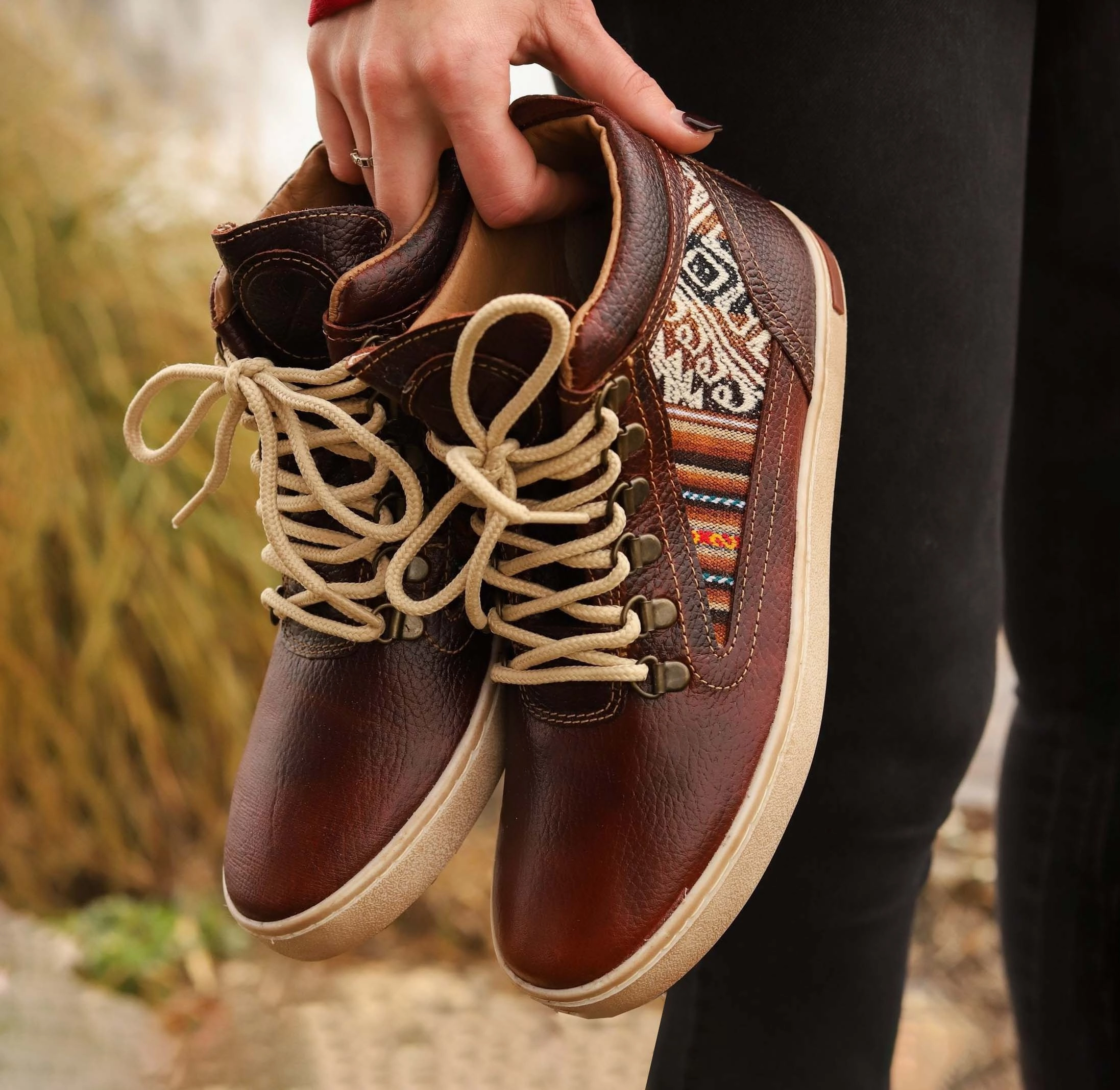 Brown Leather Camping Boot Outdoor Protection