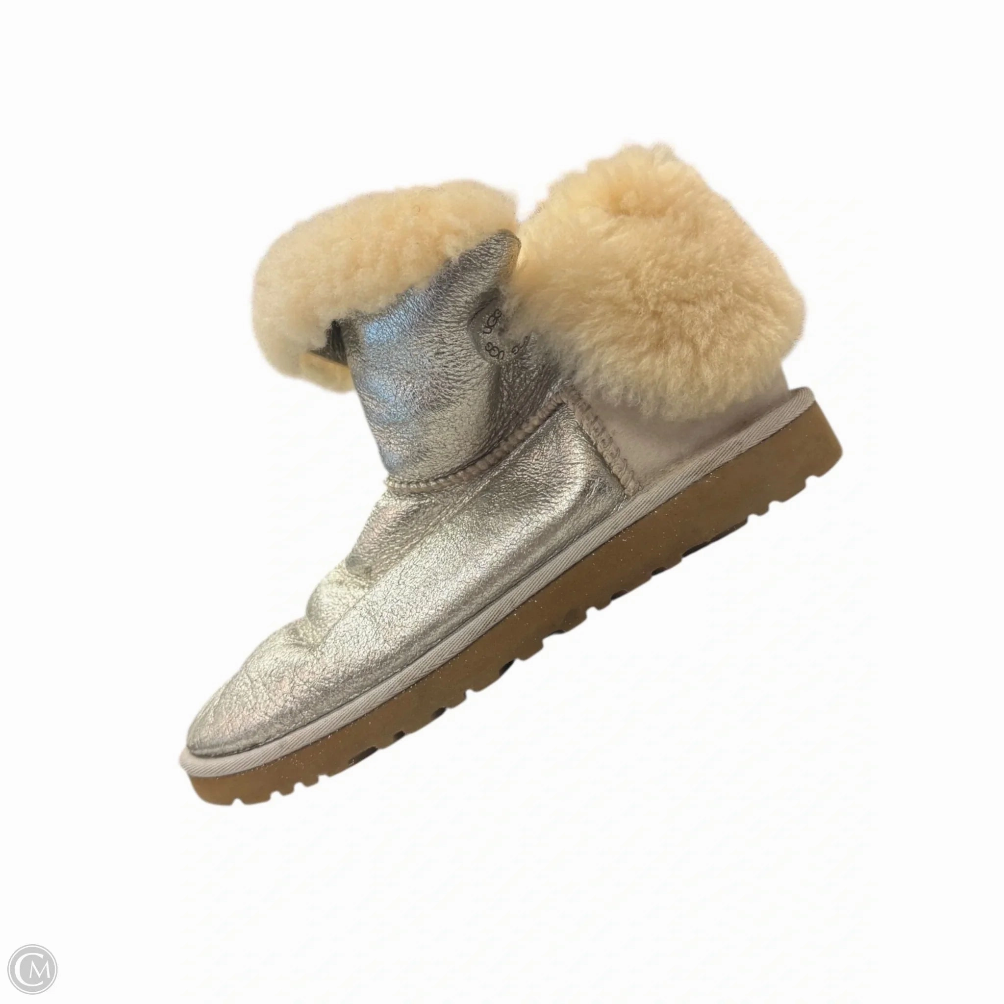 Angel Mood Boots Designer By Ugg In Silver, Size: 8