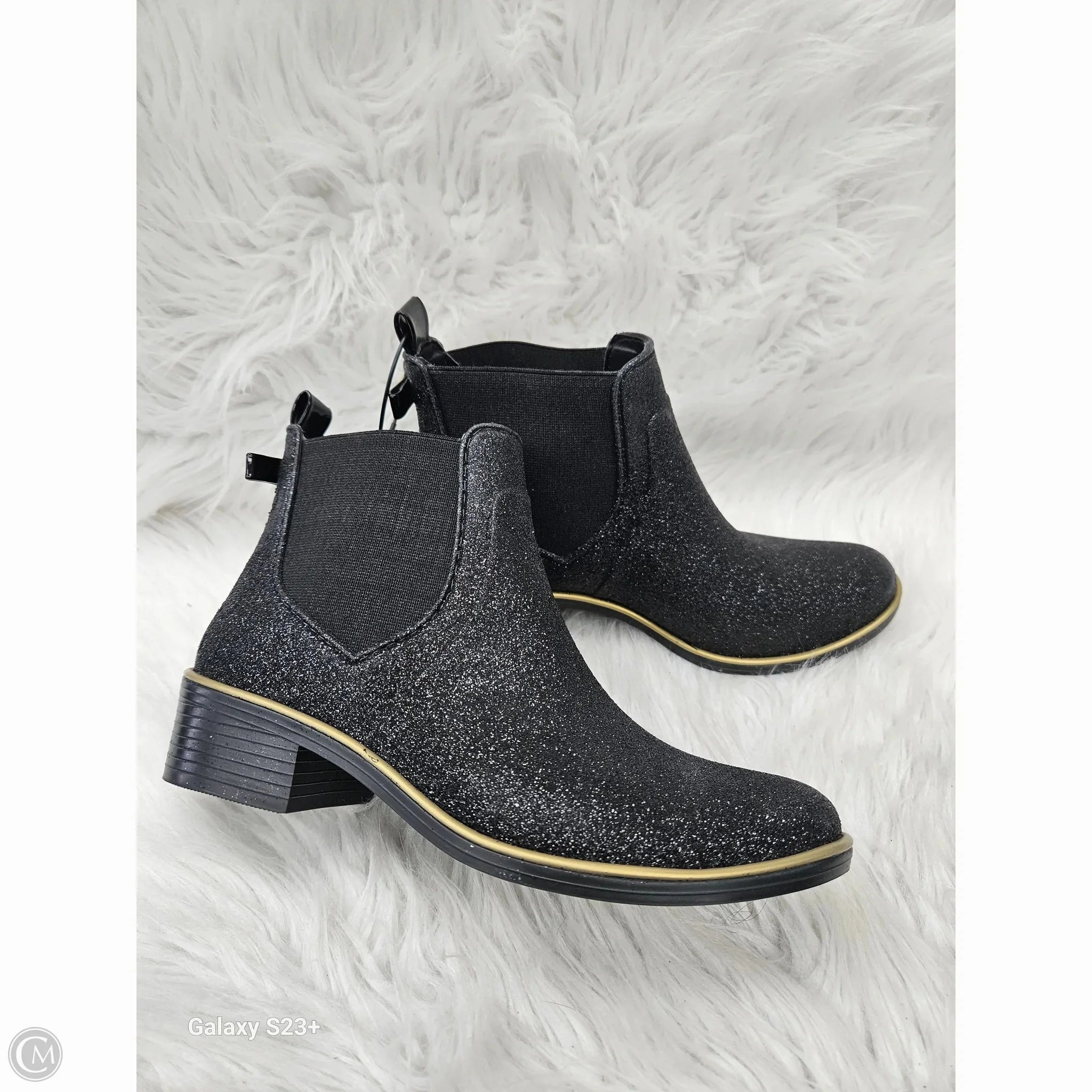 Boots Designer By Kate Spade In Black & Gold, Size: 6 Queen Fit Waterproof Travel Light