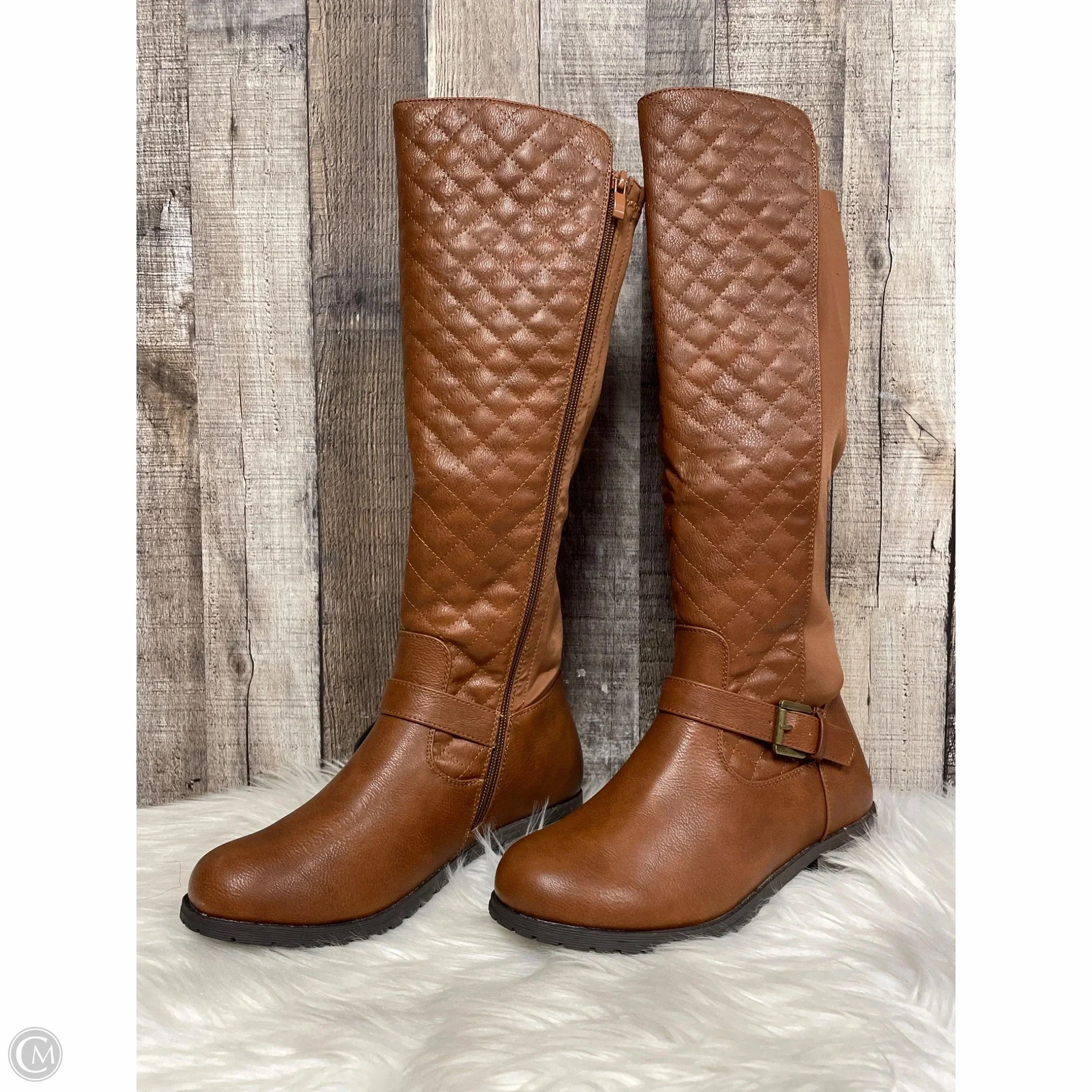 Boots Knee Flats By Forever In Brown, Size: 7 Nude Soft