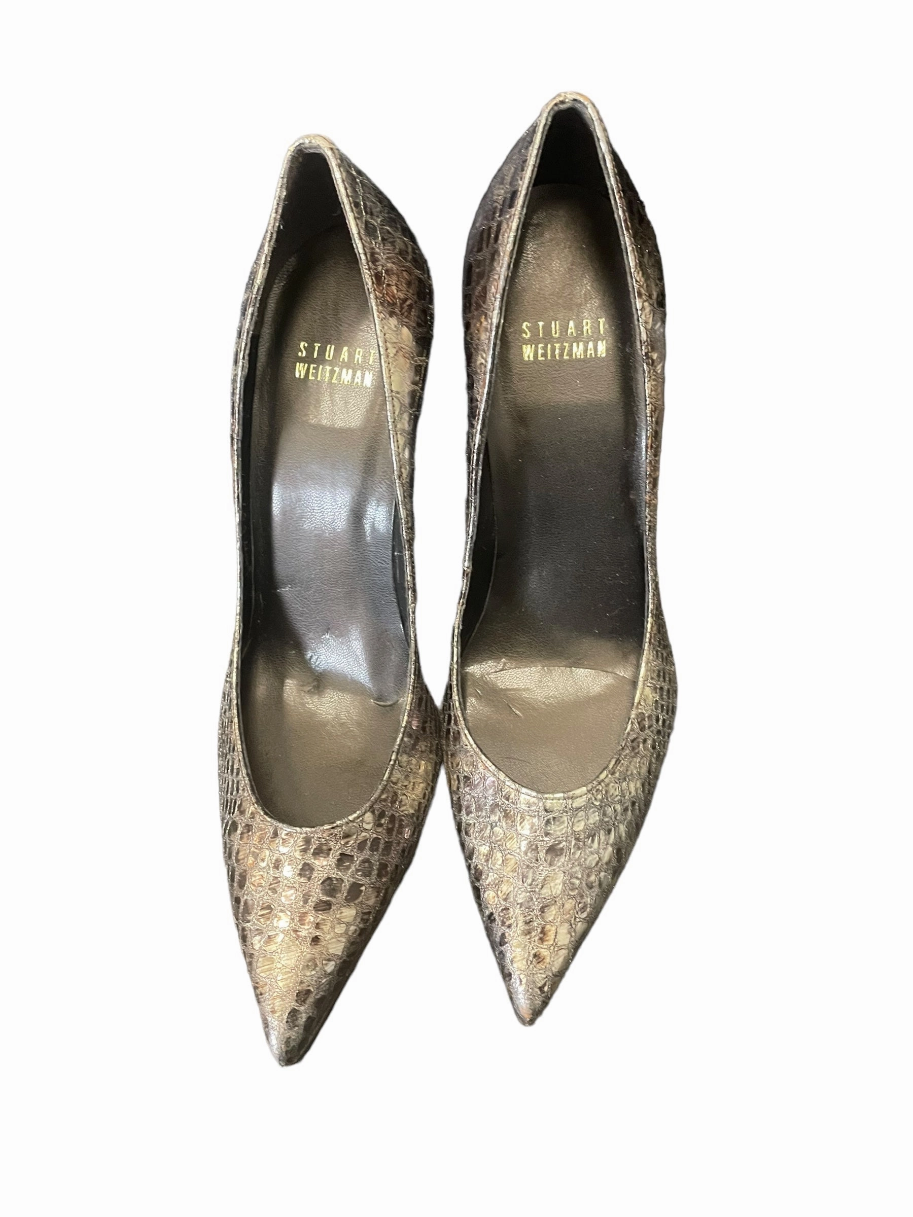 Snakeskin Print Shoes Designer Stuart Weitzman, Size 7 Molded Insole