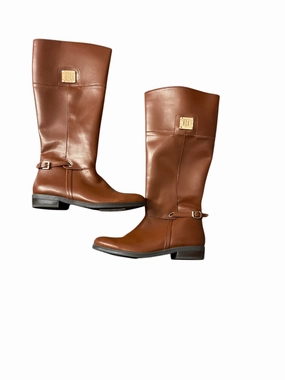 Mud Resistant Mountain Hike Boots Knee Heels By Tommy Hilfiger In Brown, Size: 8