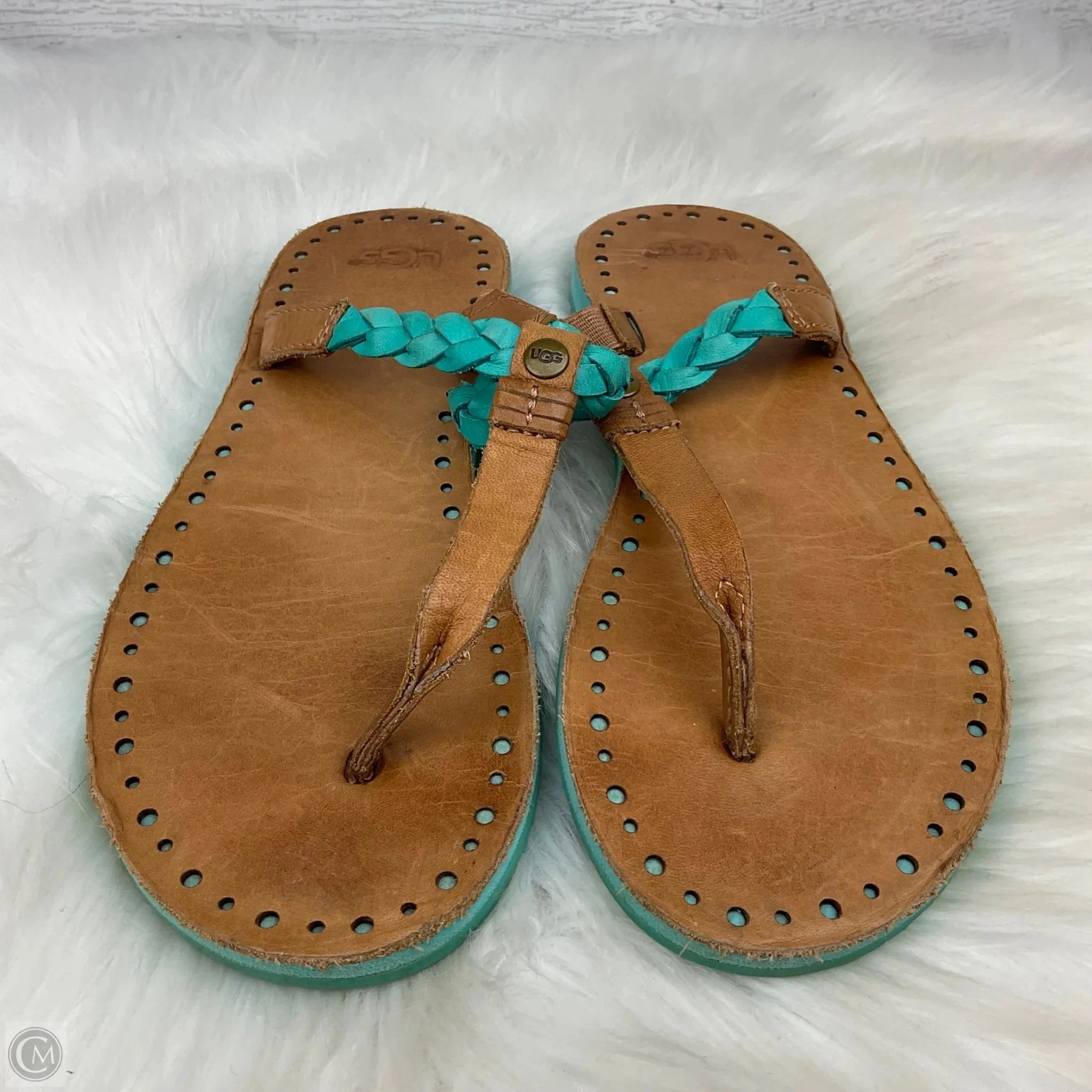 Comfort Viral Pop Sandals Designer By Ugg In Blue, Size: 6