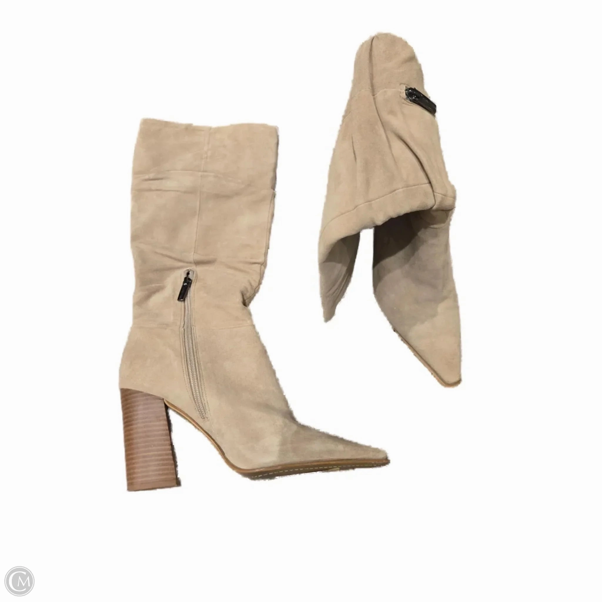 Padded Collar Support Stable Boots Knee Heels By Vince Camuto In Tan, Size: 8.5