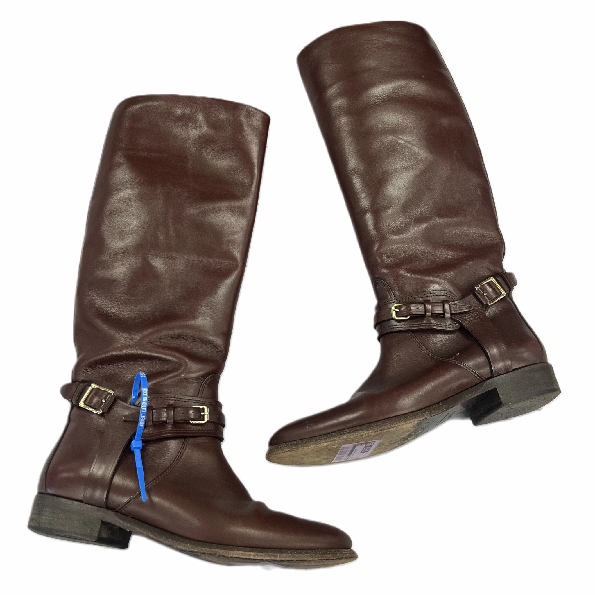 Wide Base Stabilization Brown Boots Luxury Designer By Burberry, Size: 6.5