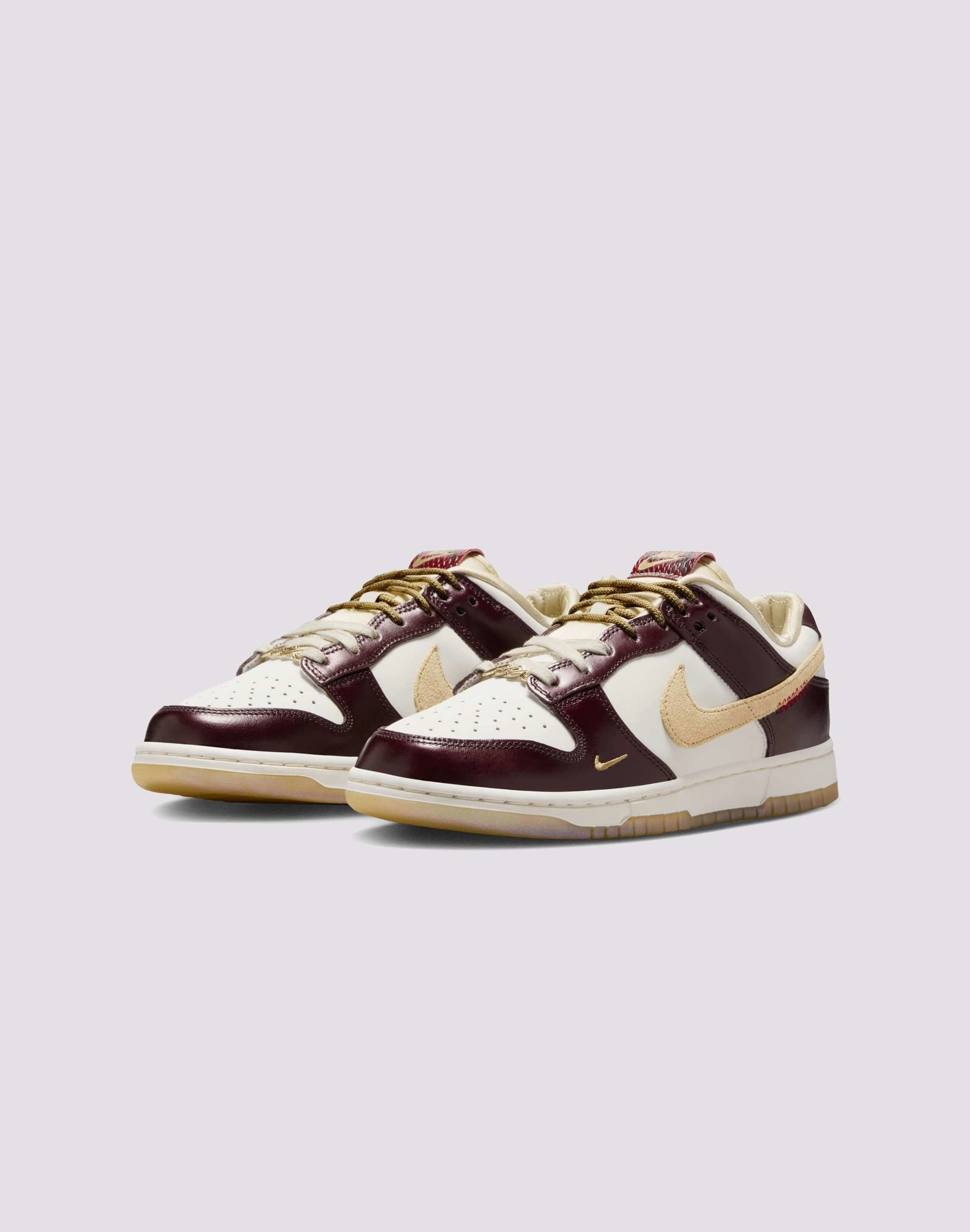Nike Dunk Low "Sail/Team Gold/Burgundy Crush" Adjustable Hook and Loop Closure Minimalist Aesthetic Design