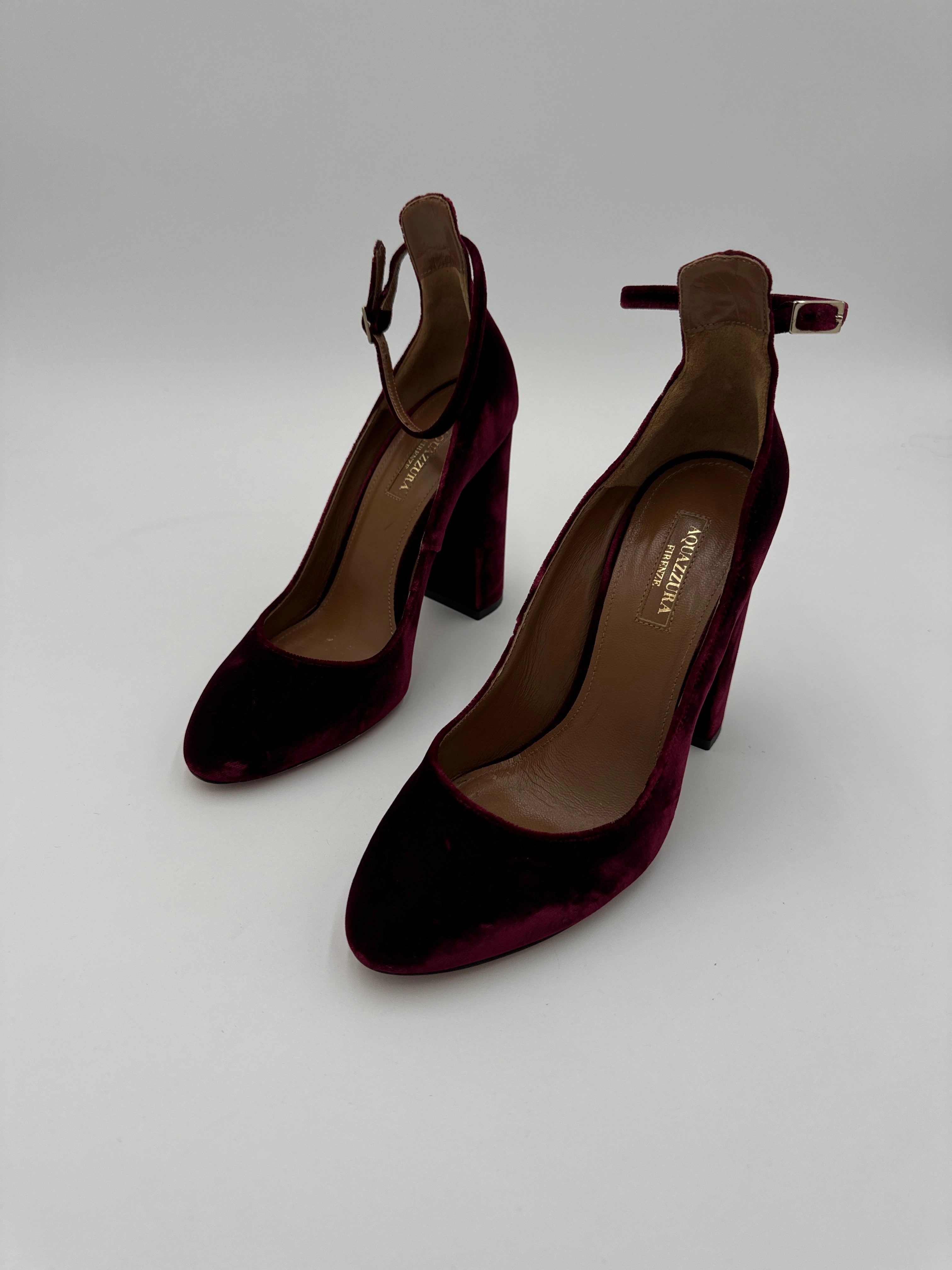 Comfort Ankle Shoes Luxury Designer By Aquazzura In Purple, Size: 7.5