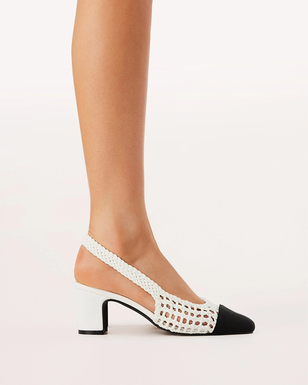 Peep Toe Bold Vibe FLORIS - WHITE-BLACK GROSGRAIN