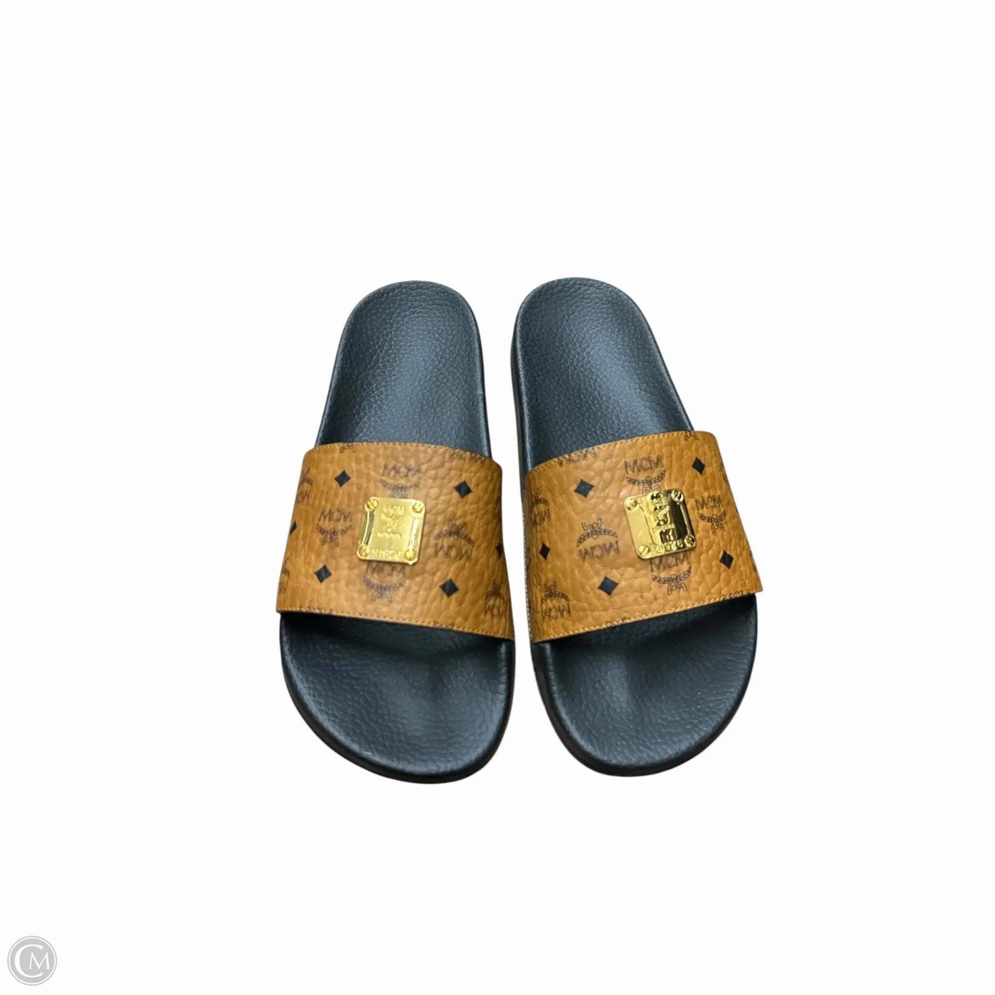 Thermoregulating Insole Sandals Luxury Designer By Mcm In Black & Brown, Size: 11