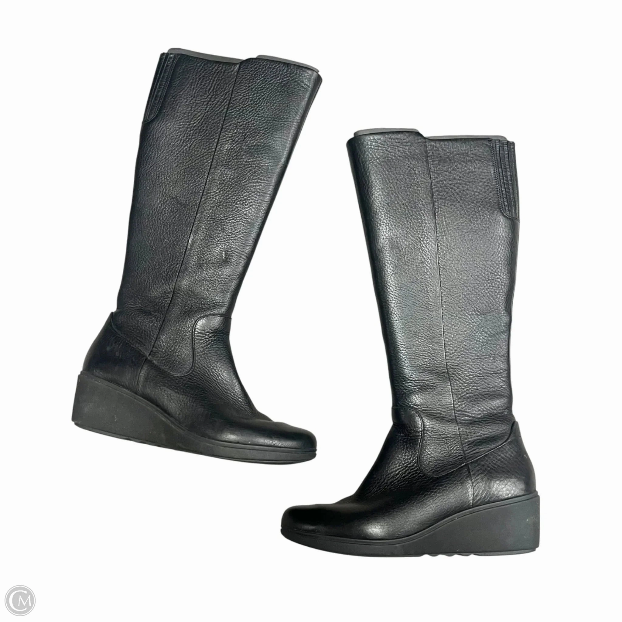 Boots Knee Heels By Clarks In Black, Size: 6 Comfortable Stability