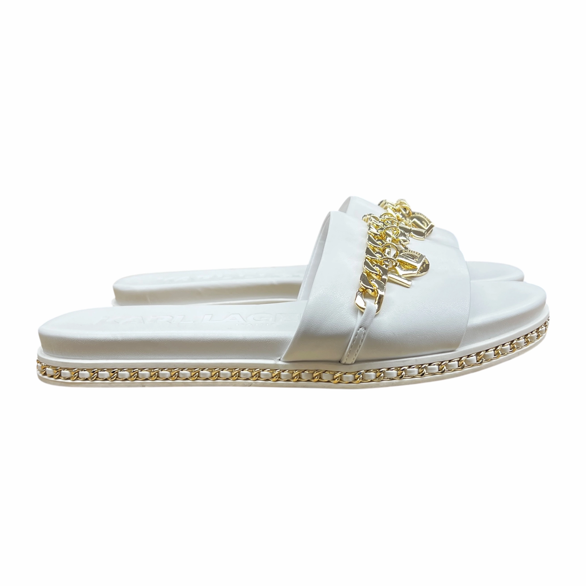 Sandals Designer By Karl Lagerfeld In White, Size:8 All Terrain Health Focused Business Mode