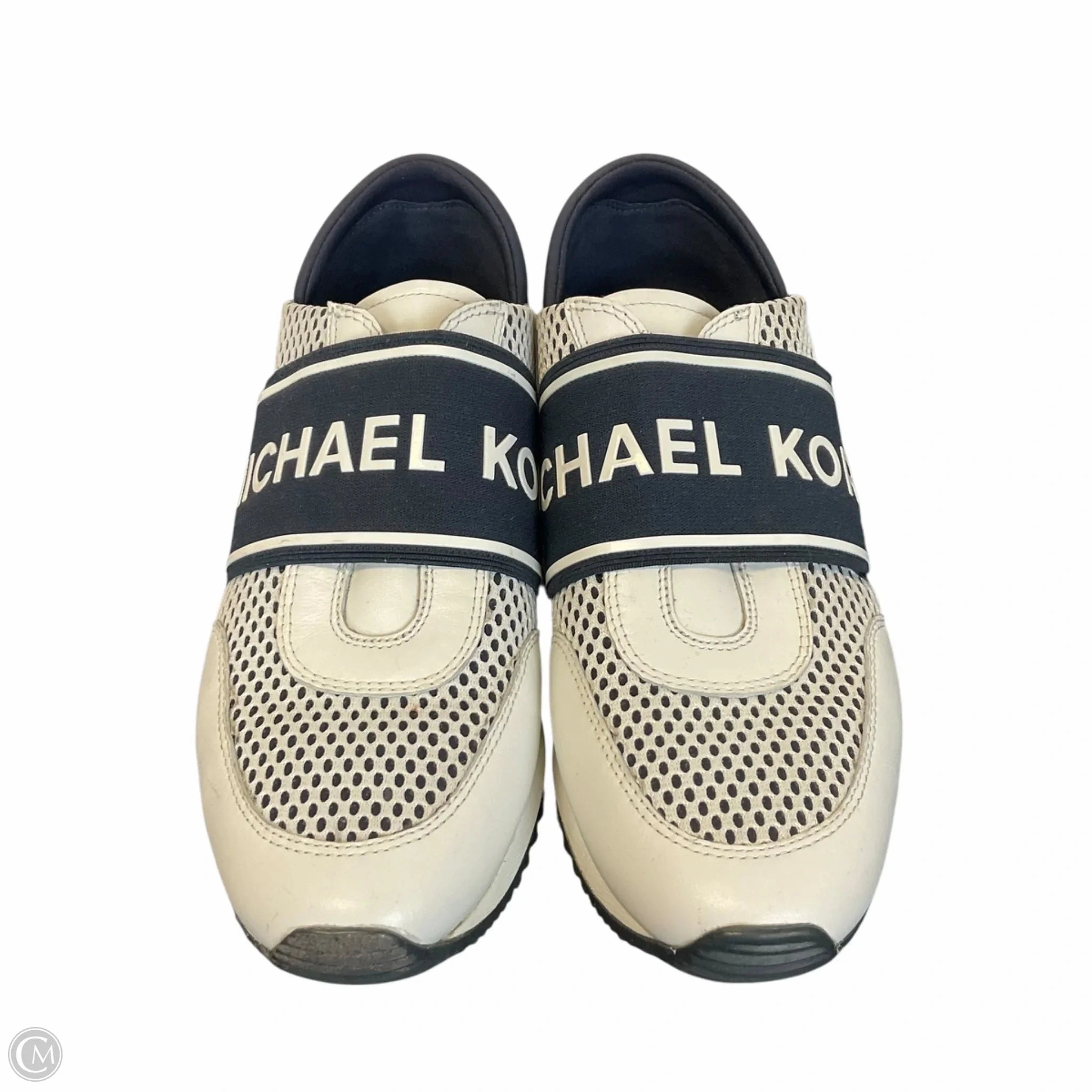 Moisture wicking Cushioned Footbed Shoes Designer By Michael Kors In Blue & White, Size: 6.5