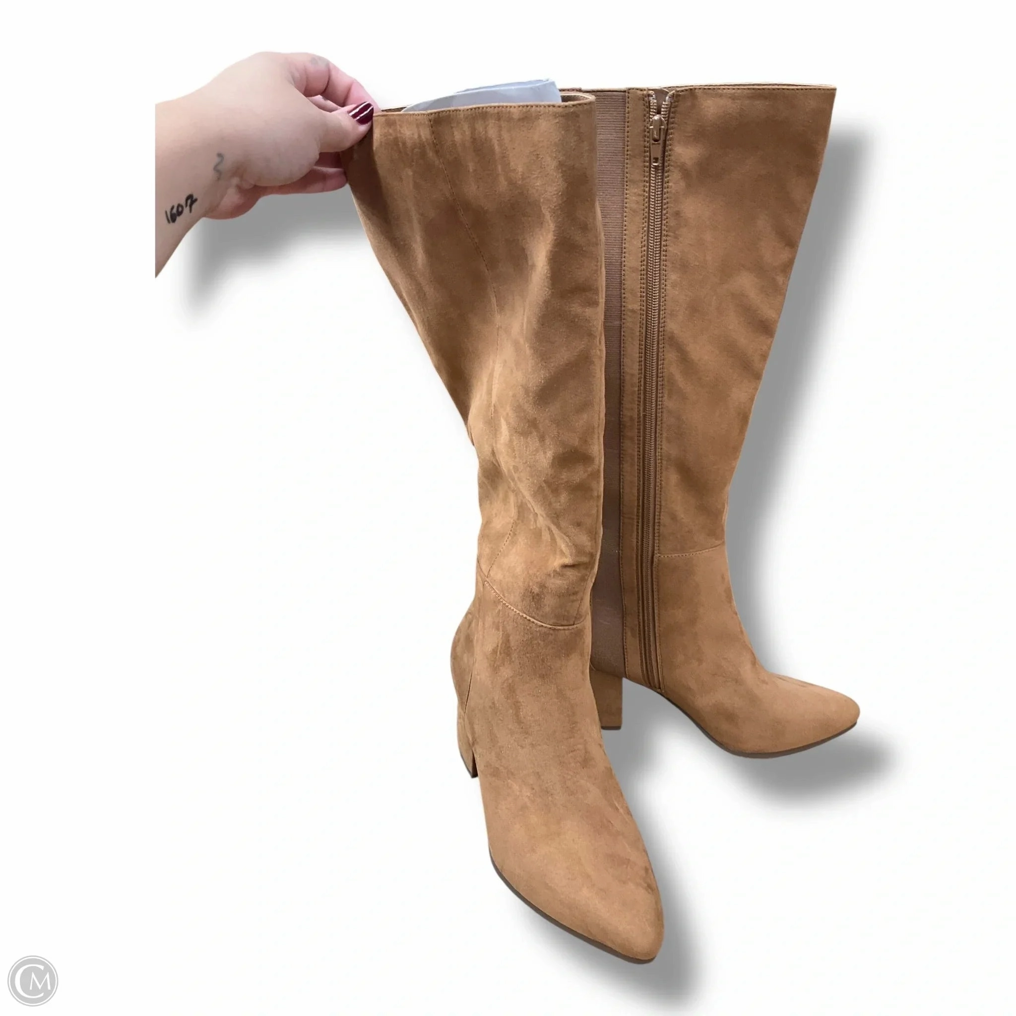 Shock Absorbing Remote Hiking Boots Knee Heels By Lane Bryant In Tan, Size: 8